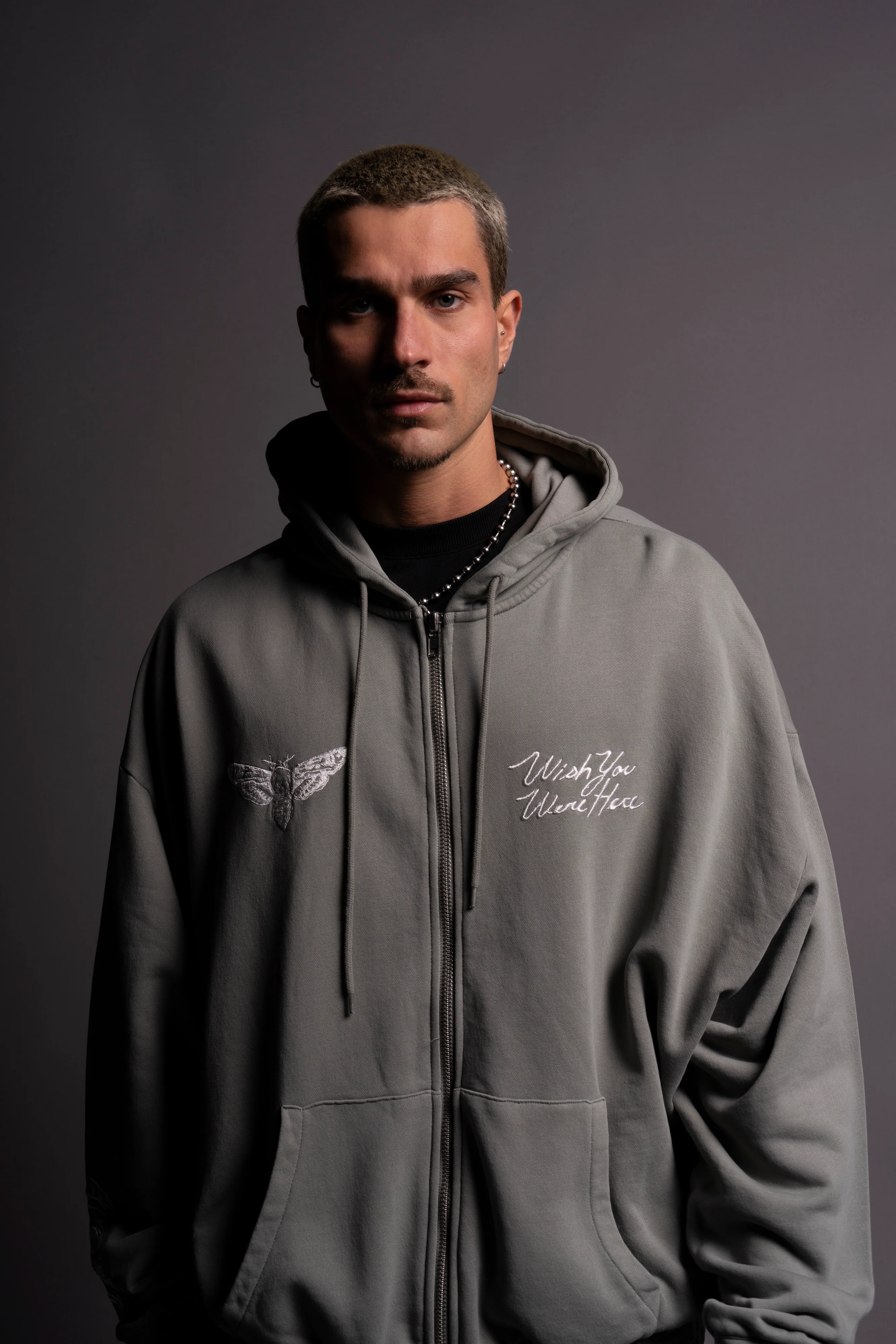 Remember "Vintage Chambers" Zip Hoodie in Owen Green - Image 7