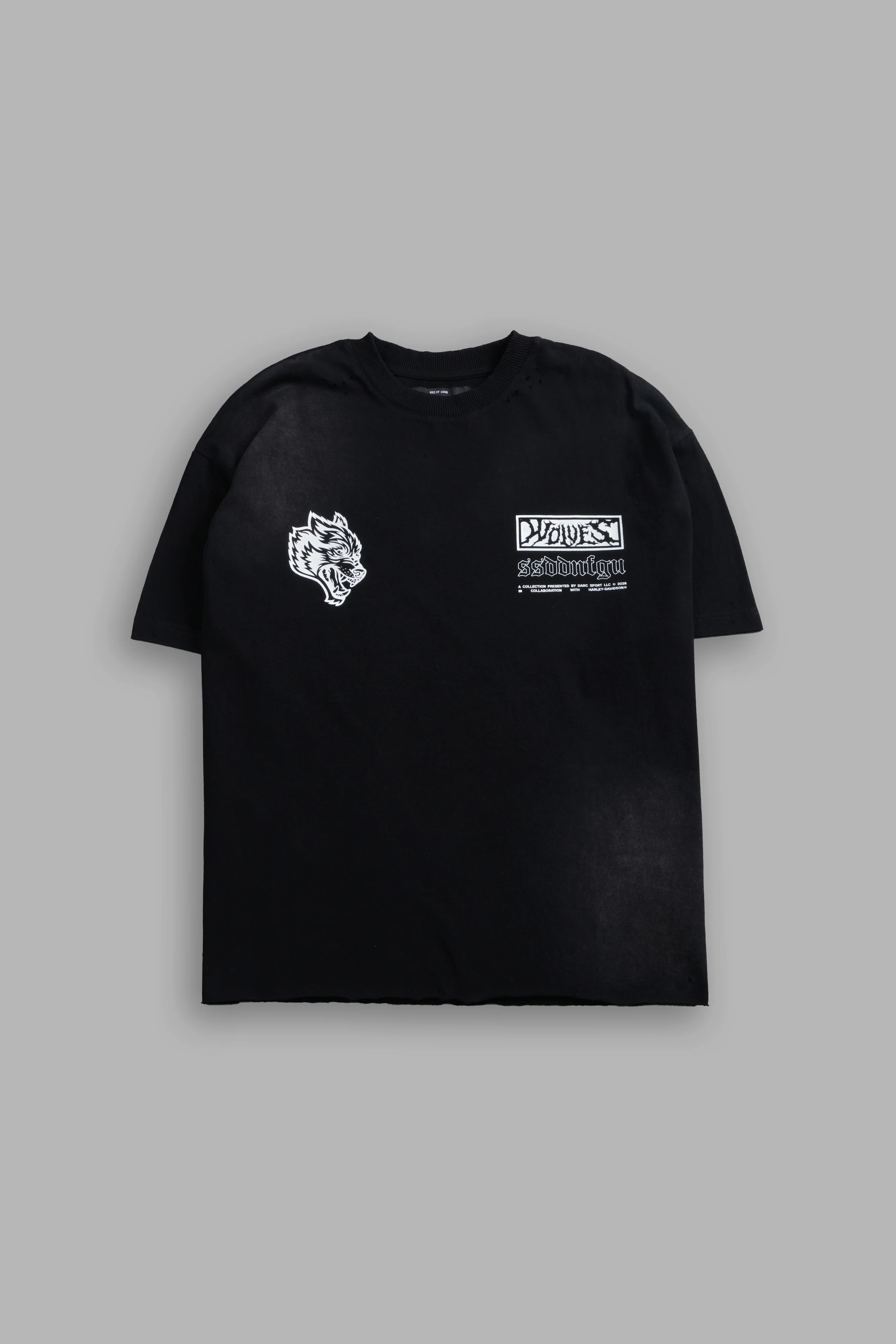 Ride Forever Distressed Grunge Mid-Length Raw Hem Tee in Black Sun Fade - Image 3