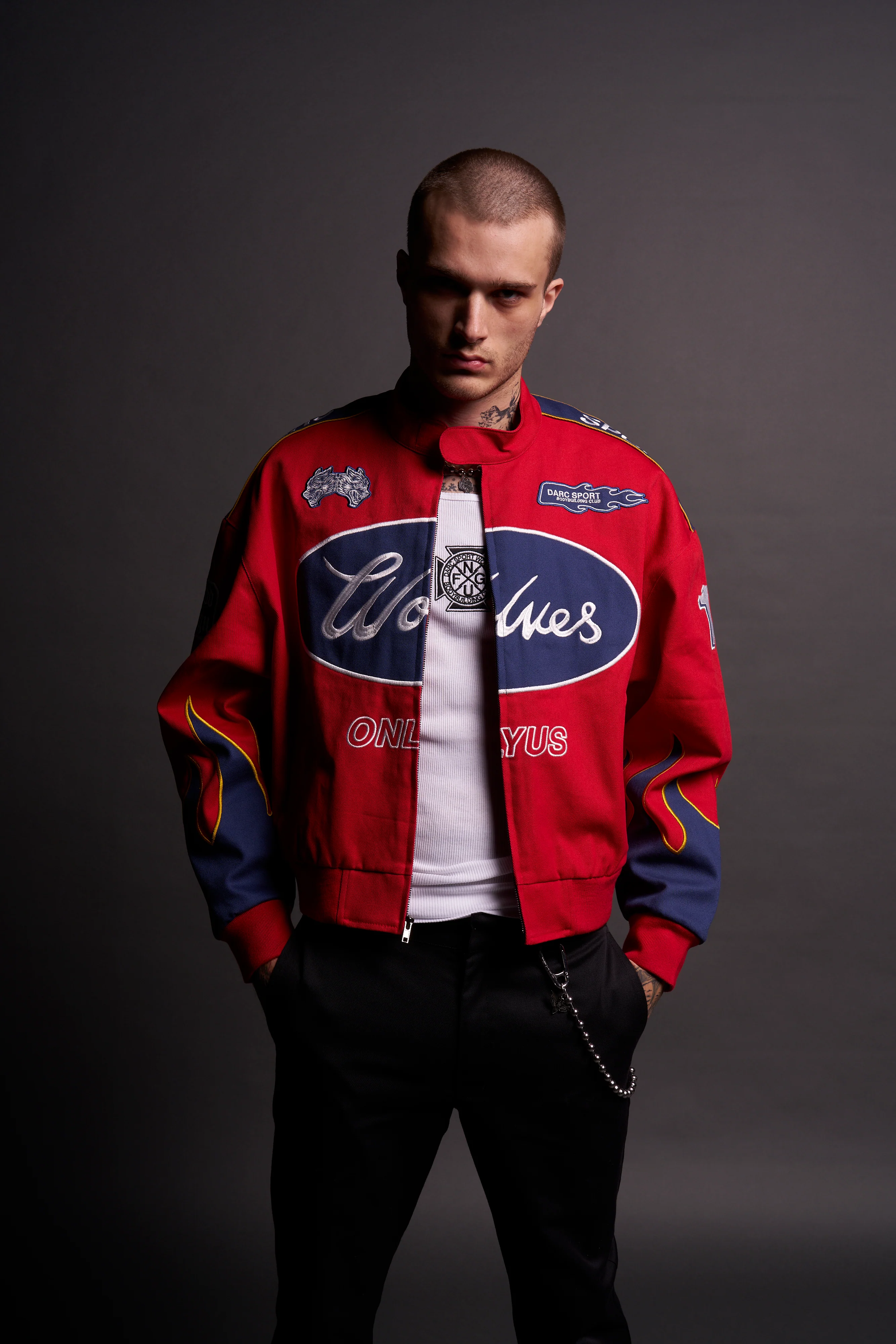 Ride The Fire Gordon Racing Jacket in Roman Red/Blue - Image 13
