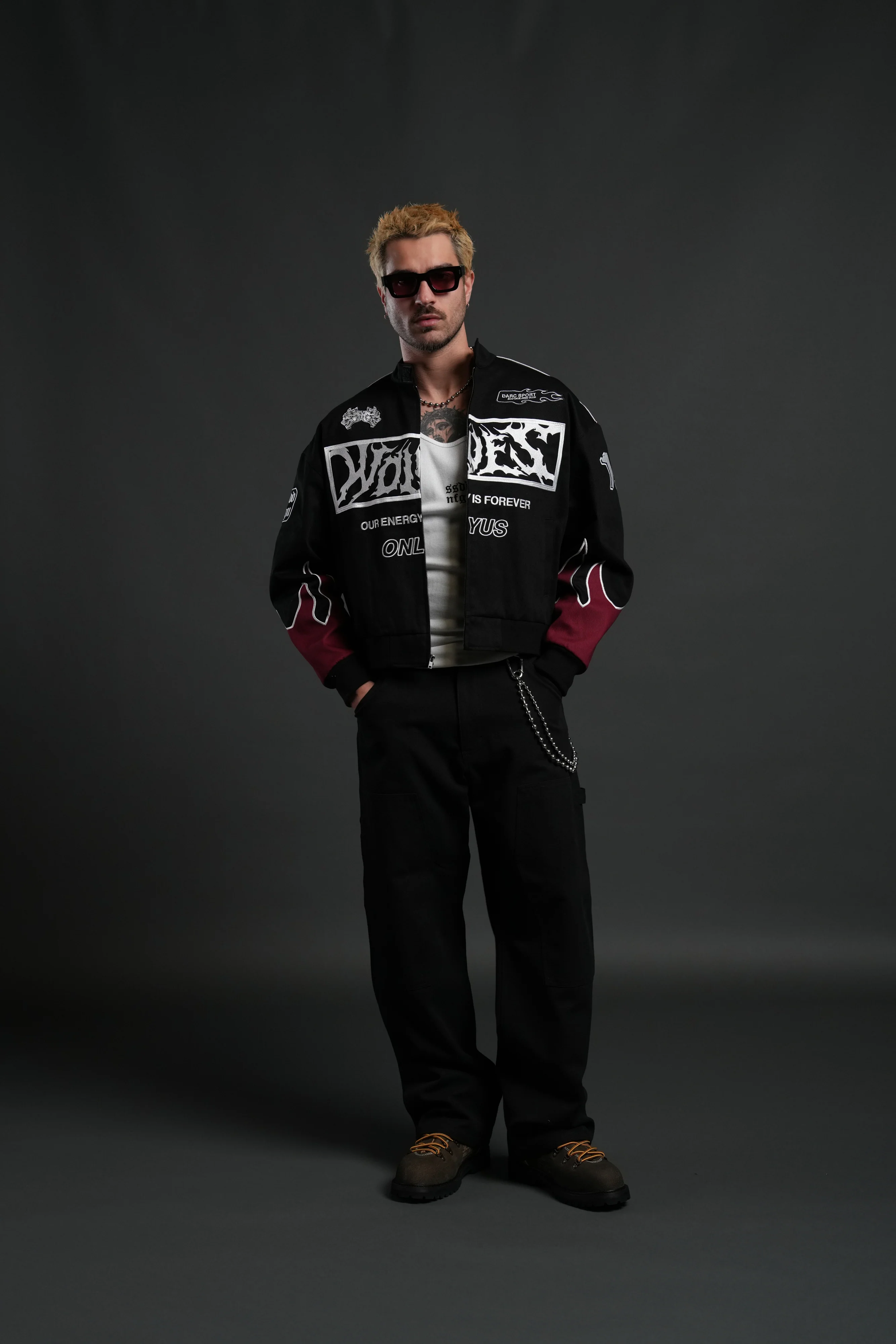 Ride The Fire V2 Gordon Racing Jacket in Black/Oxblood - Image 5