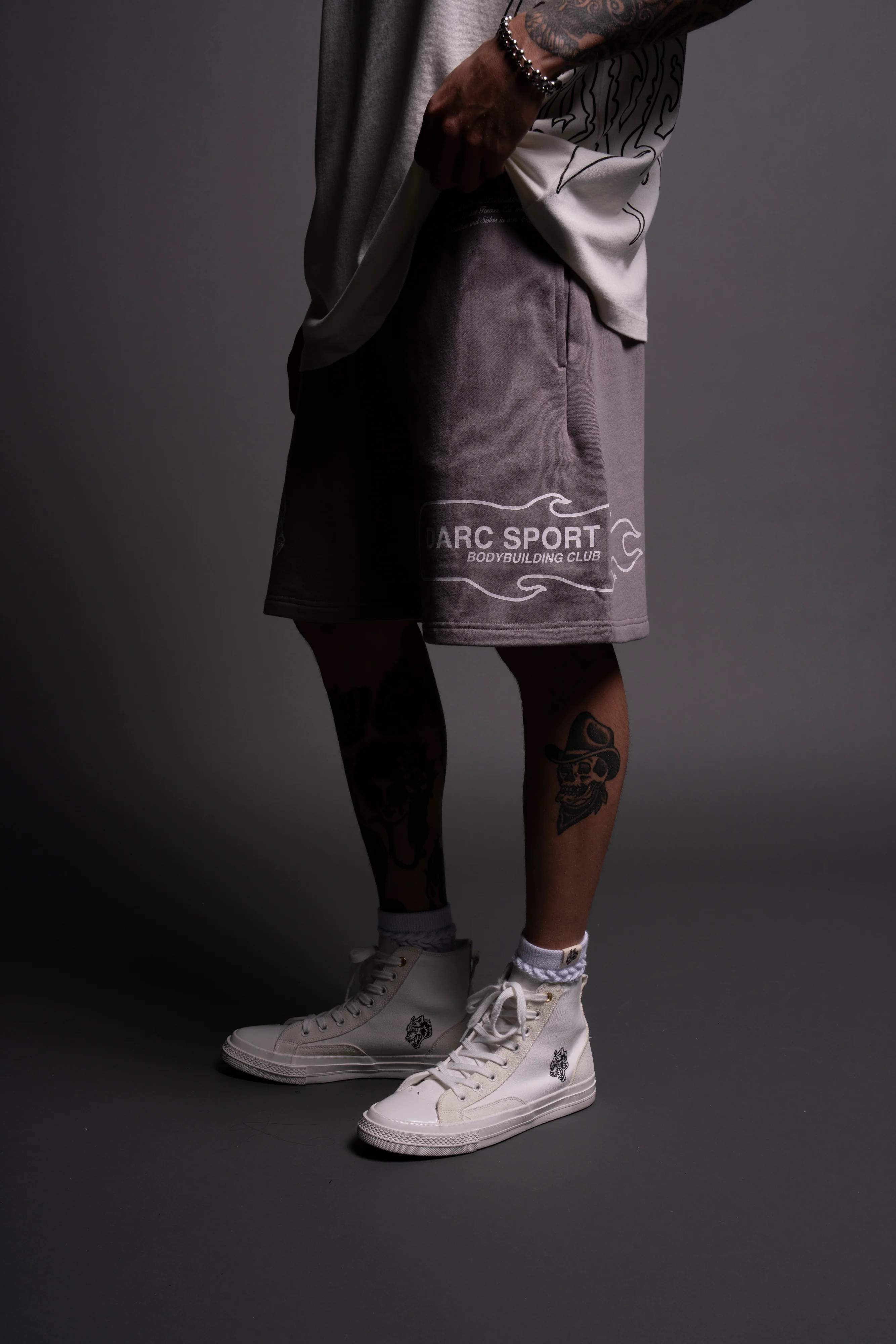 Riders Oversized Post Lounge Sweat Shorts in Pale Gray - Image 5