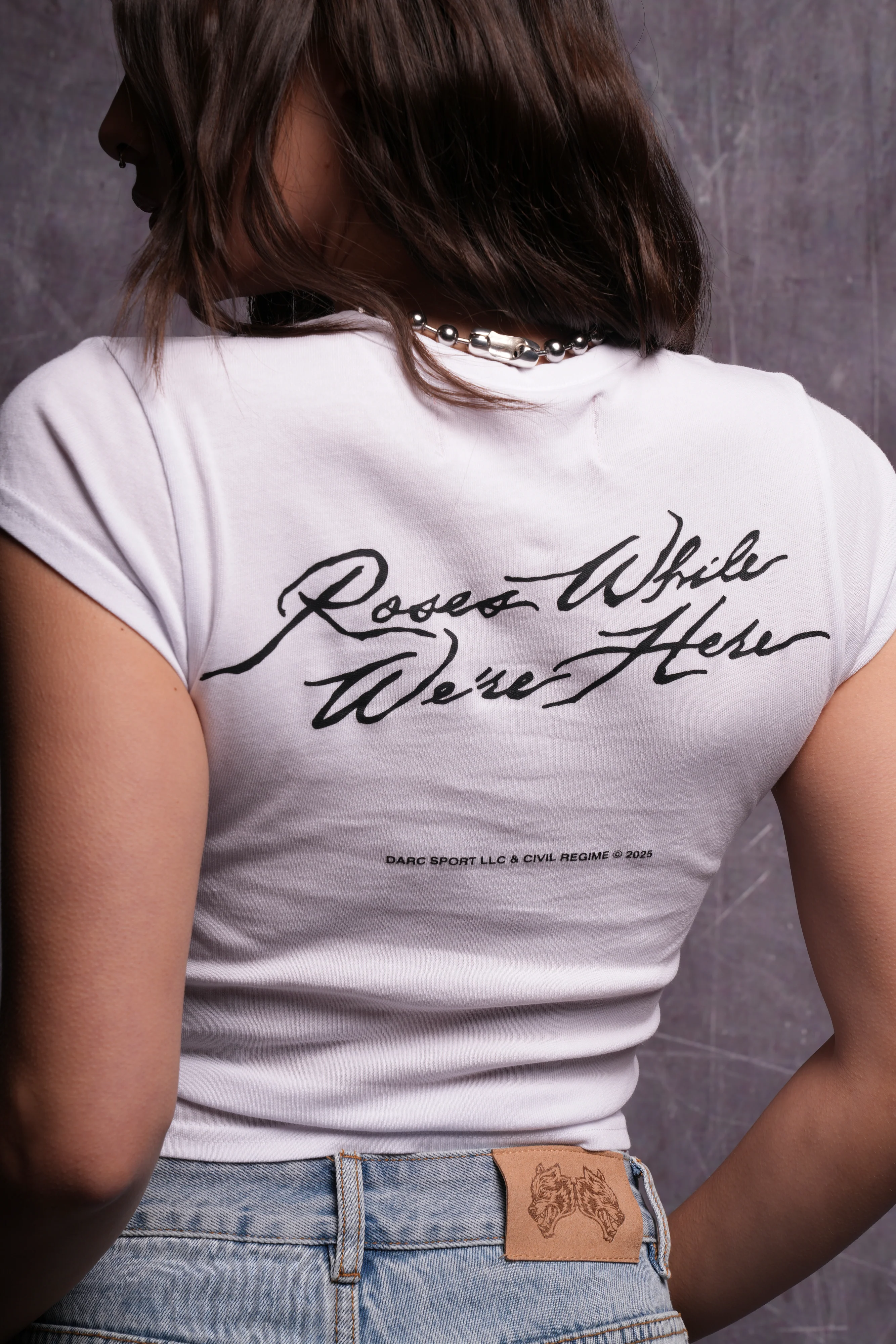 Roses While We're Here "Baby" Tee in White - Image 2