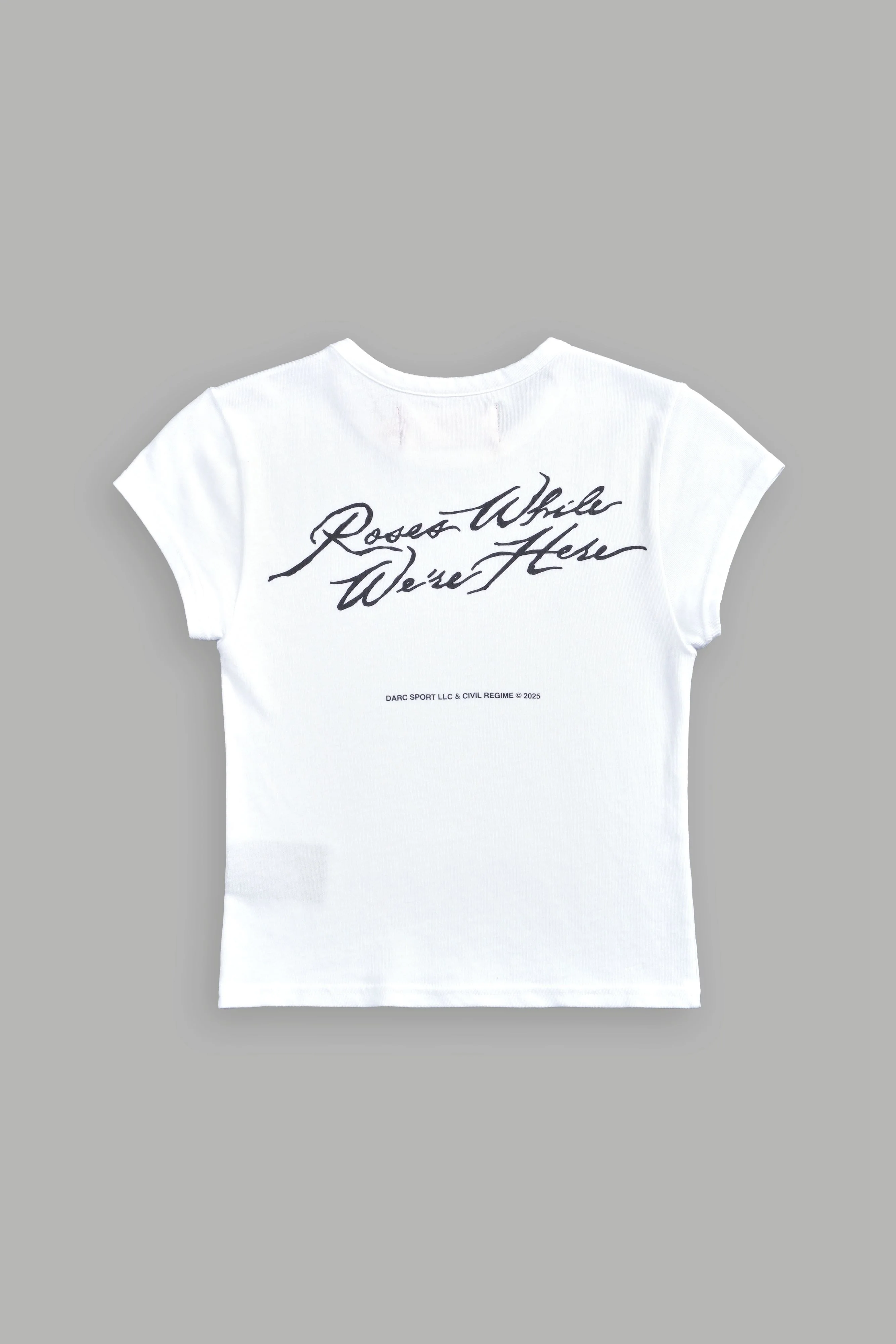 Roses While We're Here "Baby" Tee in White - Image 3