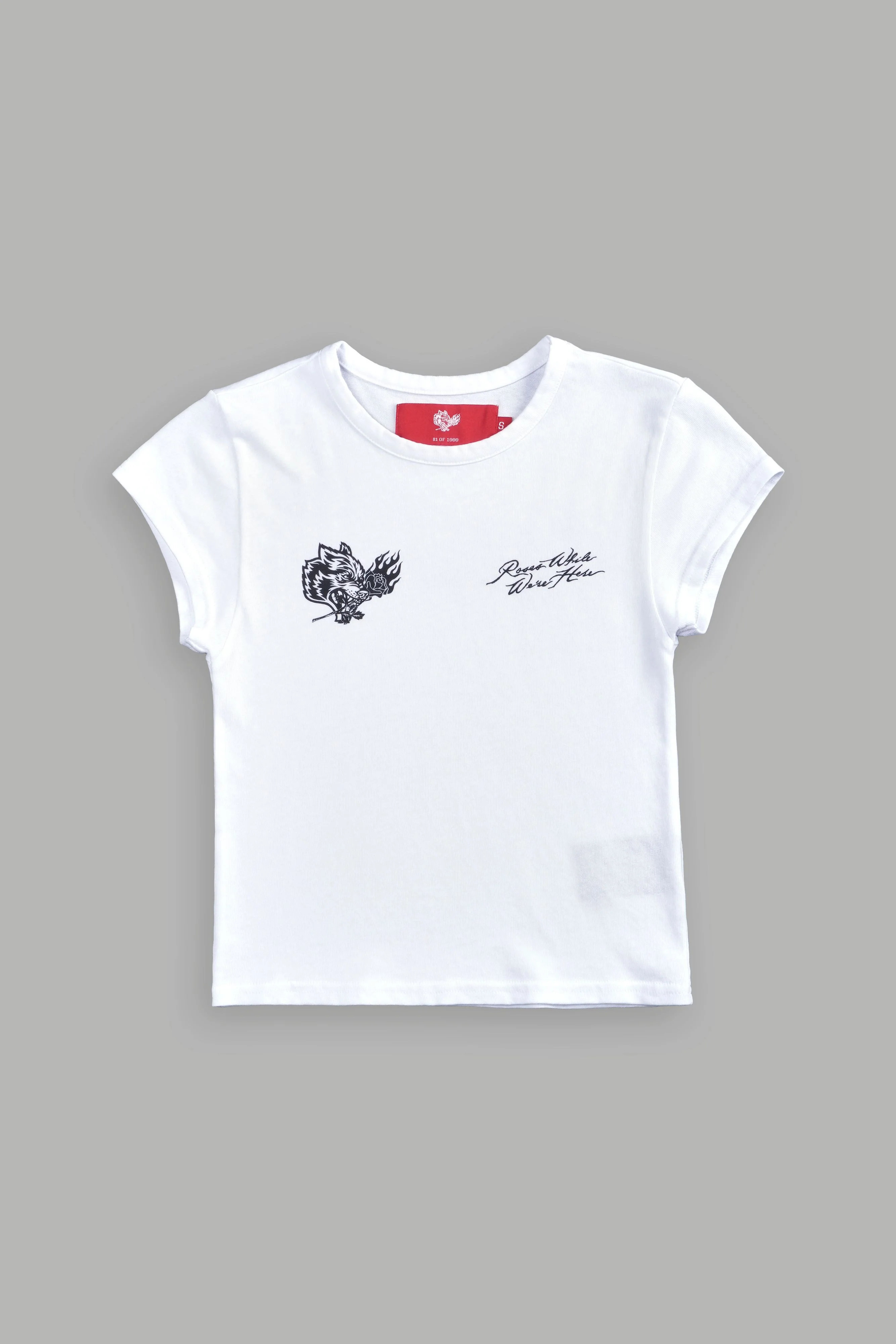 Roses While We're Here "Baby" Tee in White - Image 5
