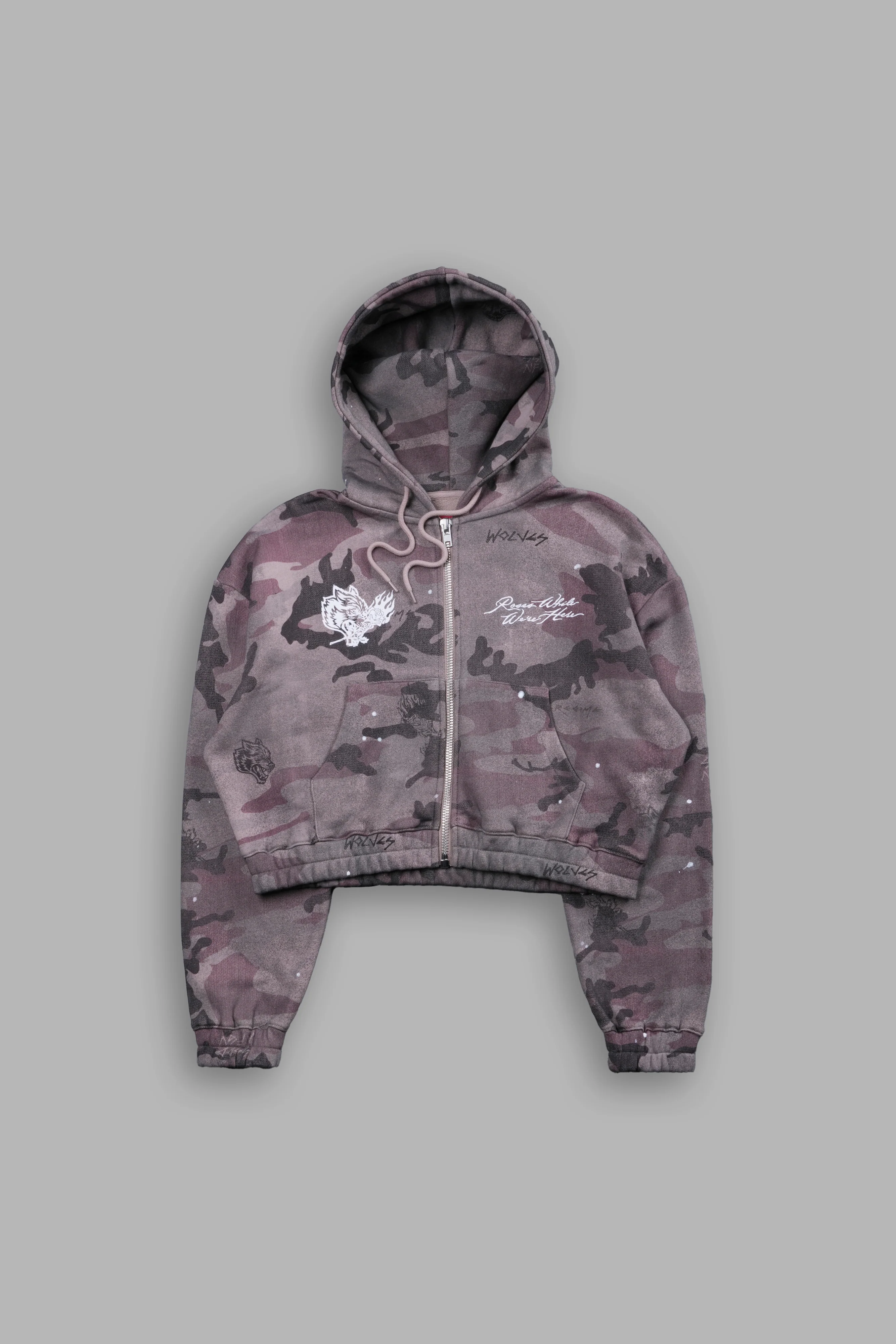 Roses While We're Here "Chambers" (Cropped) Zip Hoodie in Blooming Woodland Camo - Image 4