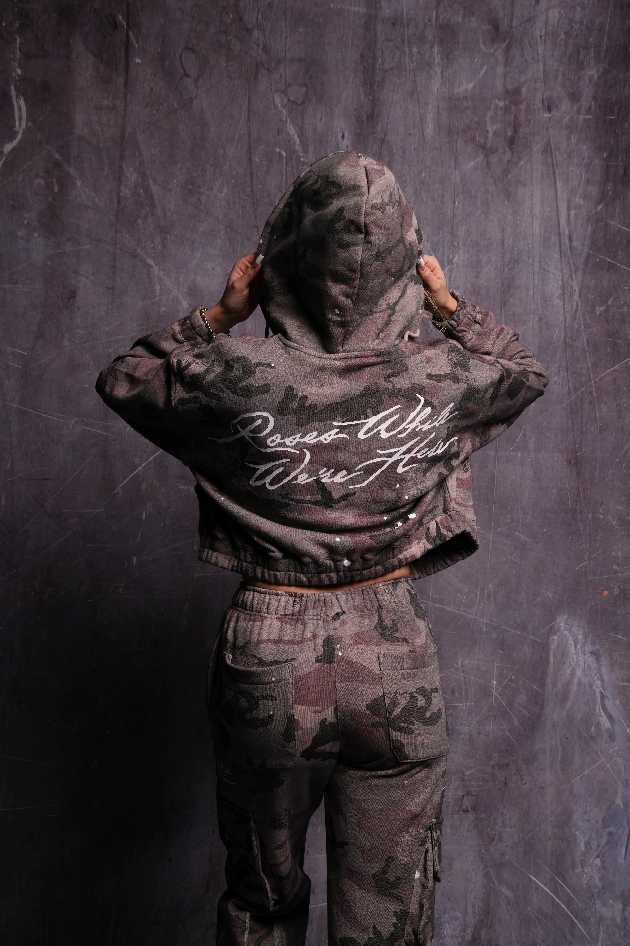 Roses While We're Here "Chambers" (Cropped) Zip Hoodie in Blooming Woodland Camo - Image 6