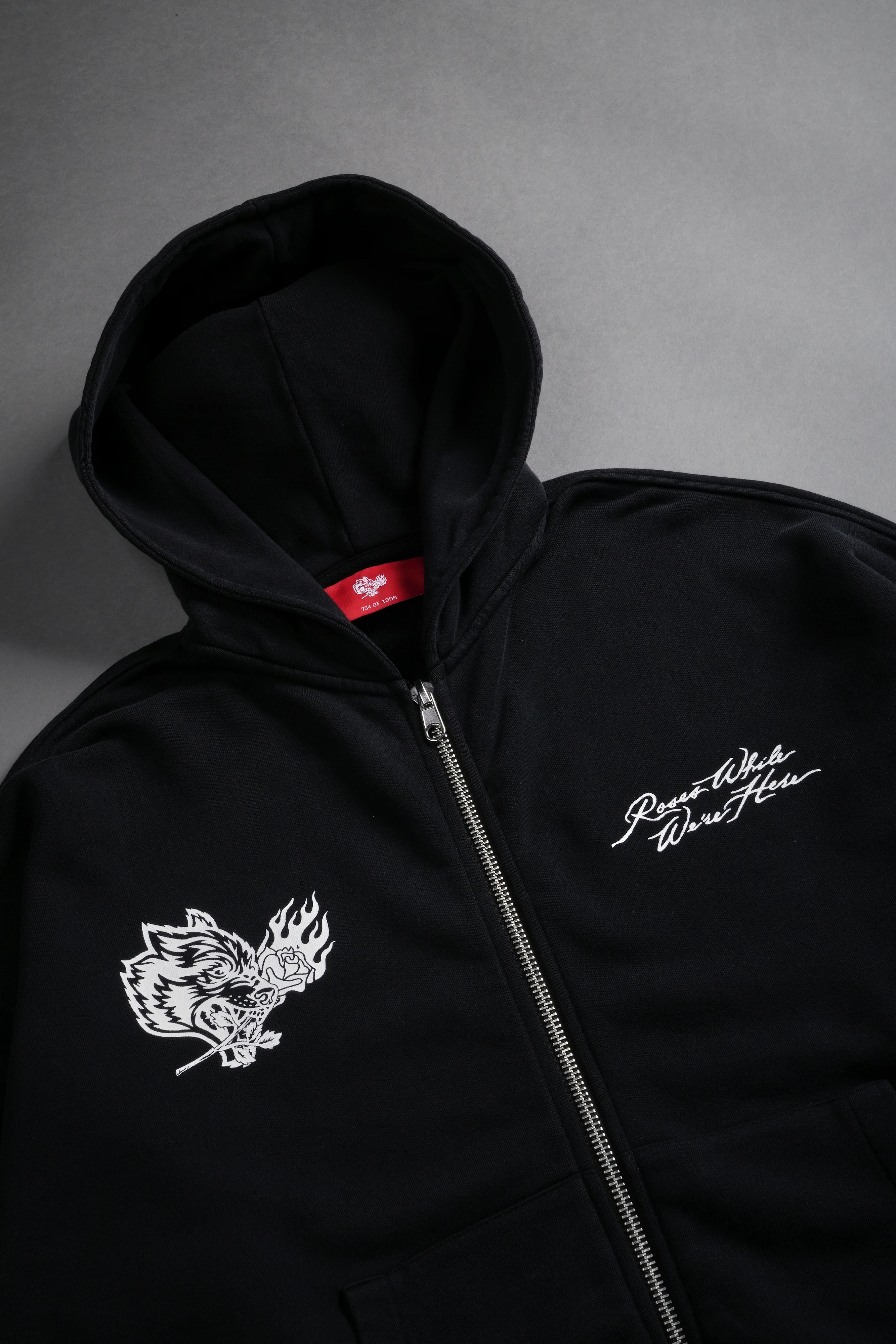 Roses While We're Here Darco Double Zip Hoodie in Black - Image 4