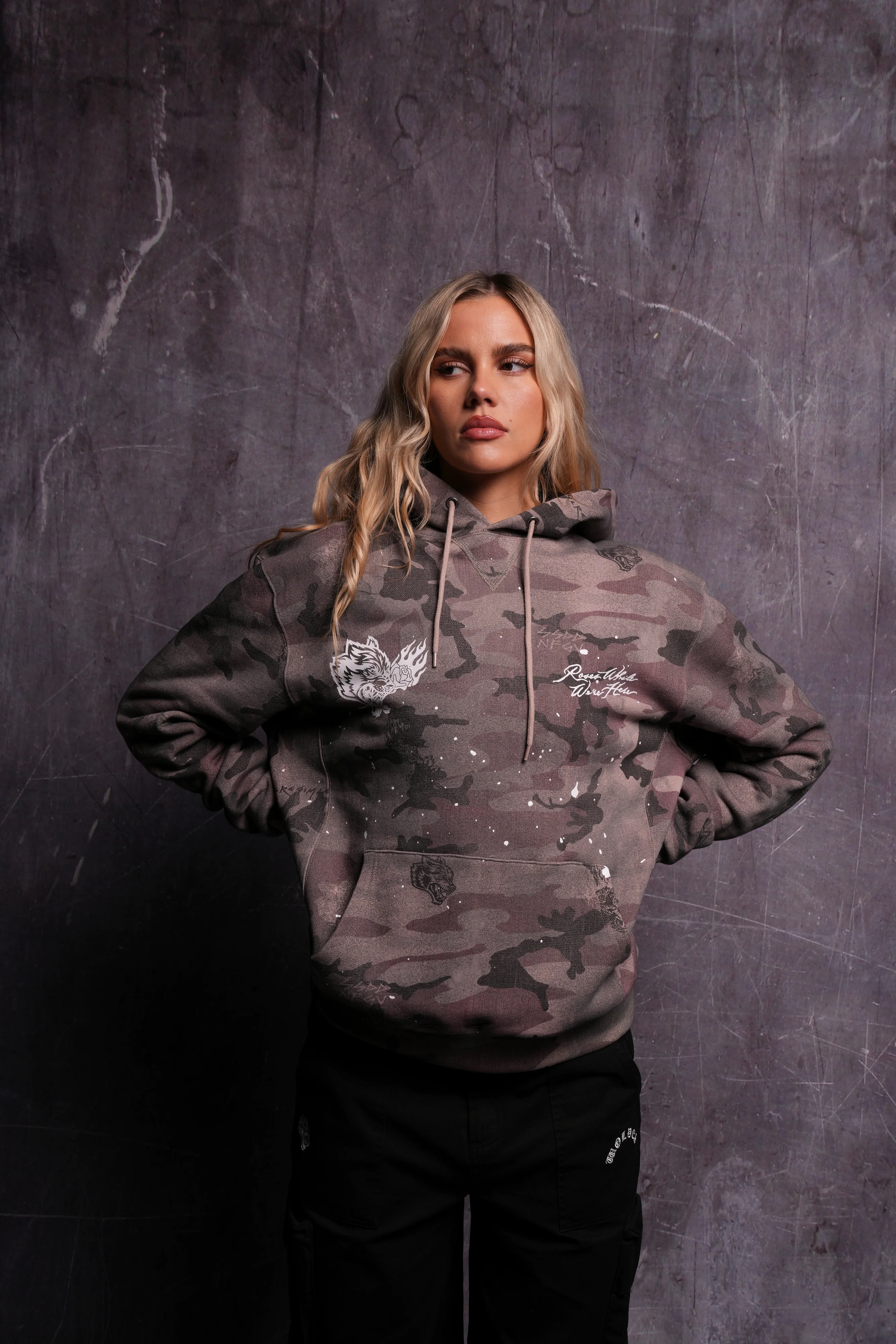 Roses While We're Here "Wyoming" Unisex Hoodie in Blooming Woodland Camo - Image 5