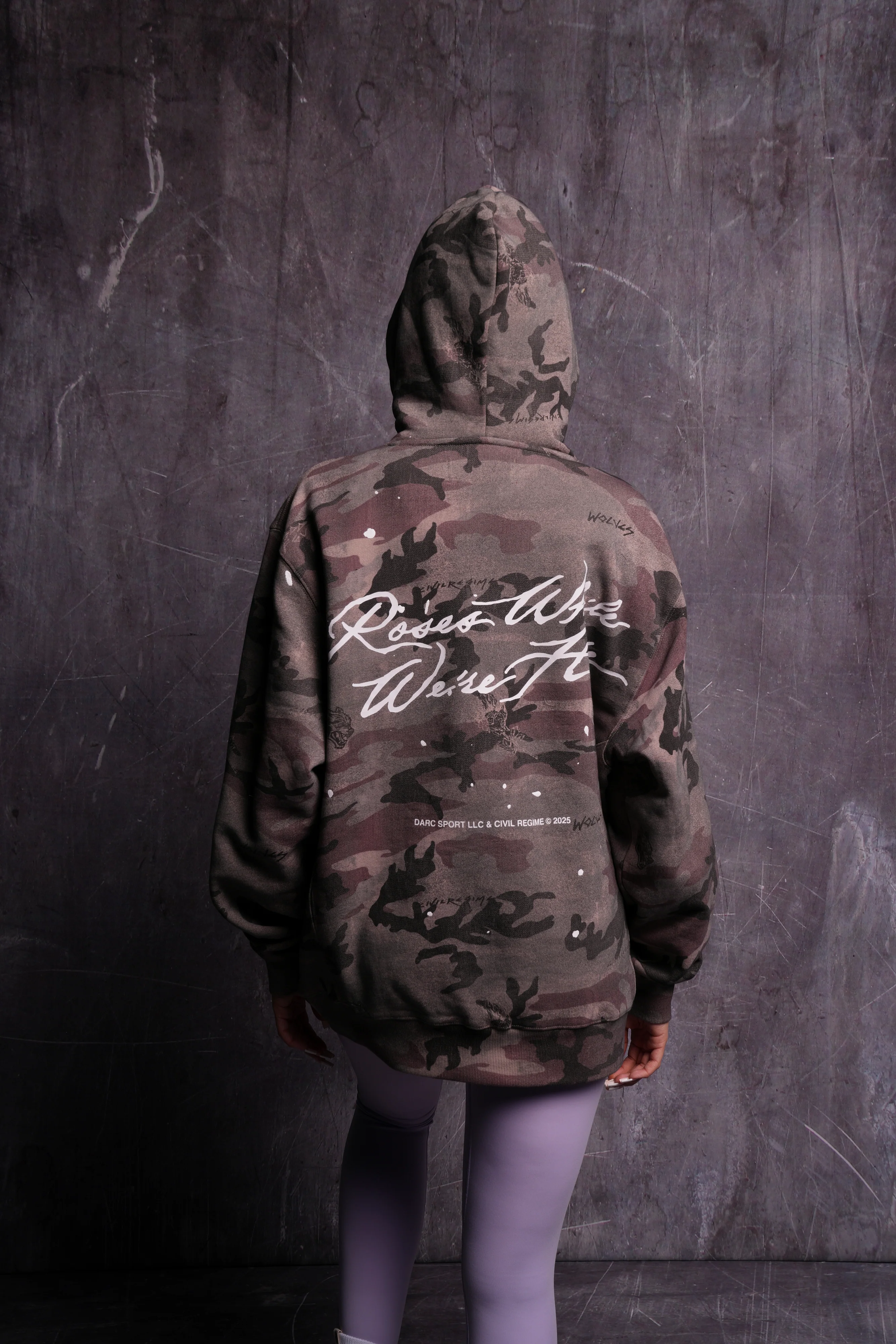 Roses While We're Here "Wyoming" Unisex Hoodie in Blooming Woodland Camo - Image 7