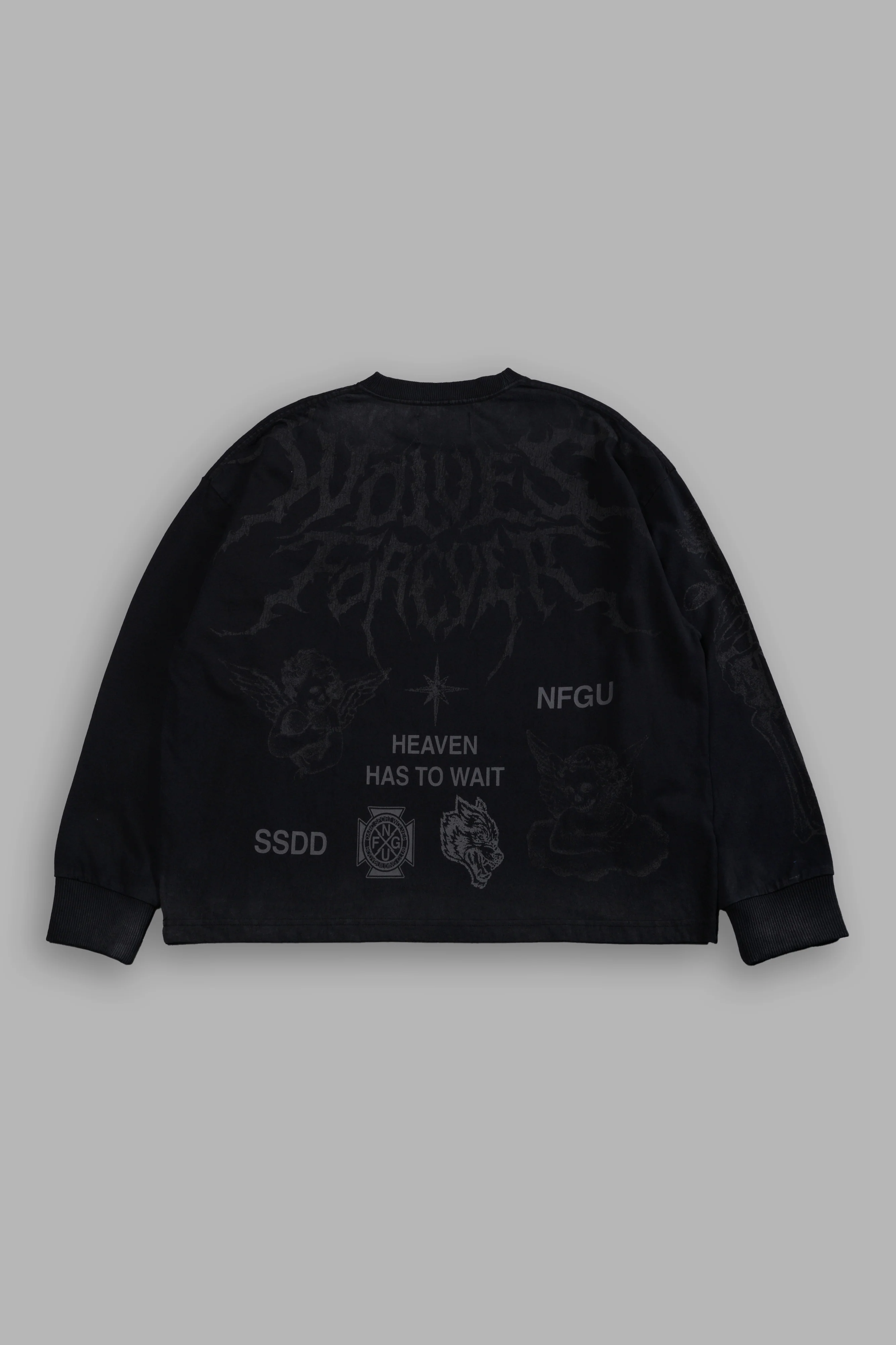 Sacred Flash Grunge "Box Cut" L/S Tee in Black Drift Wash - Image 2