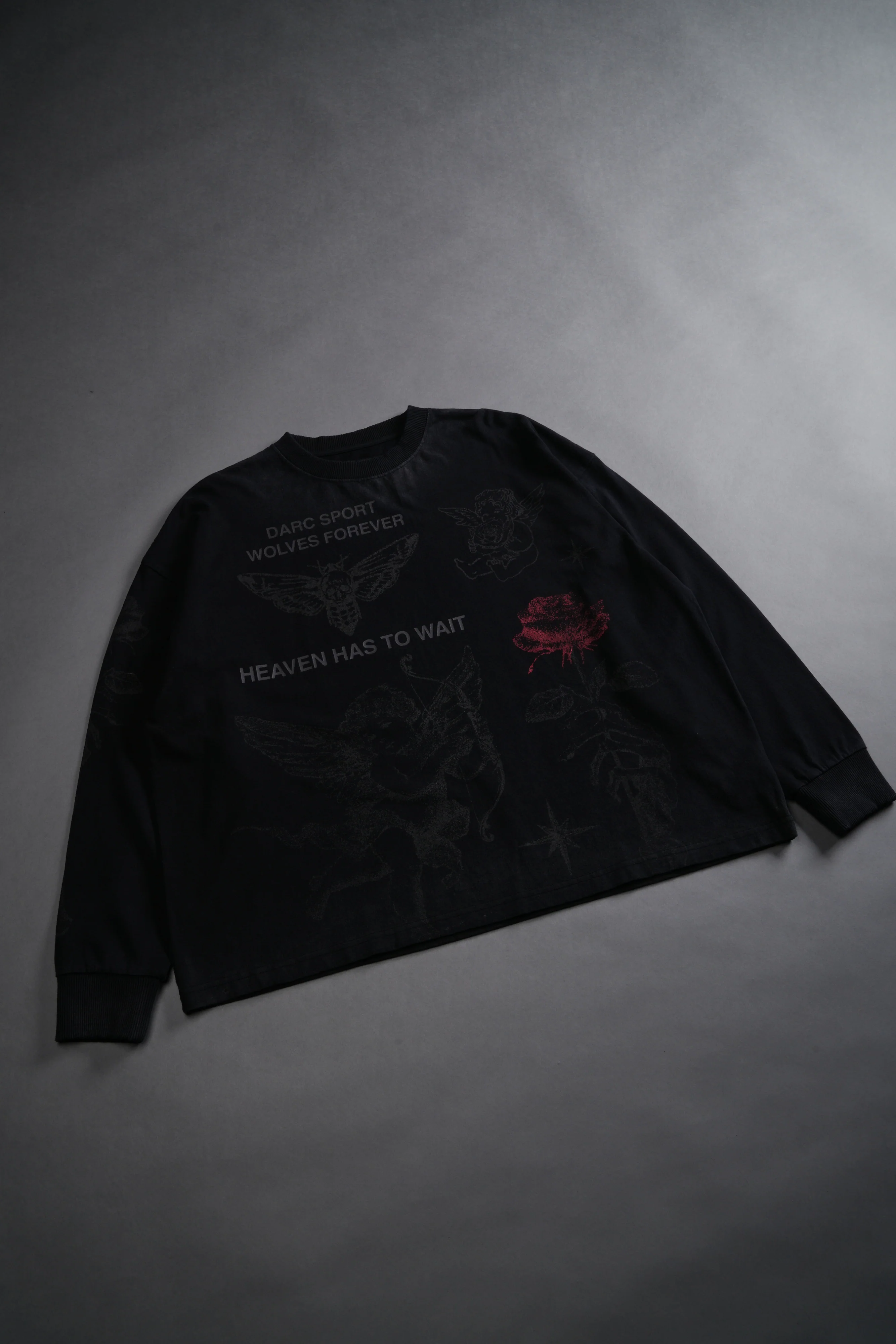 Sacred Flash Grunge "Box Cut" L/S Tee in Black Drift Wash - Image 3