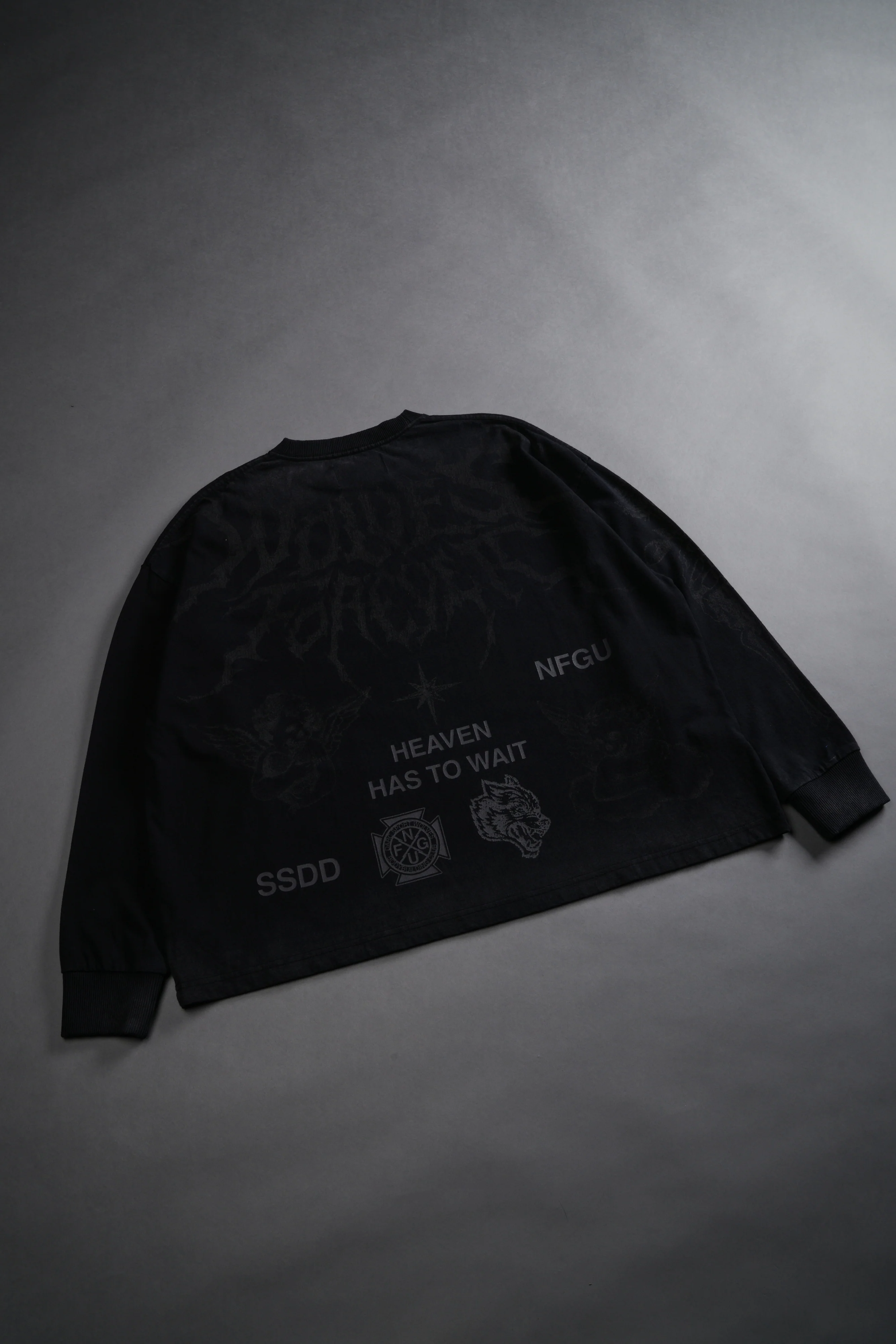 Sacred Flash Grunge "Box Cut" L/S Tee in Black Drift Wash - Image 8