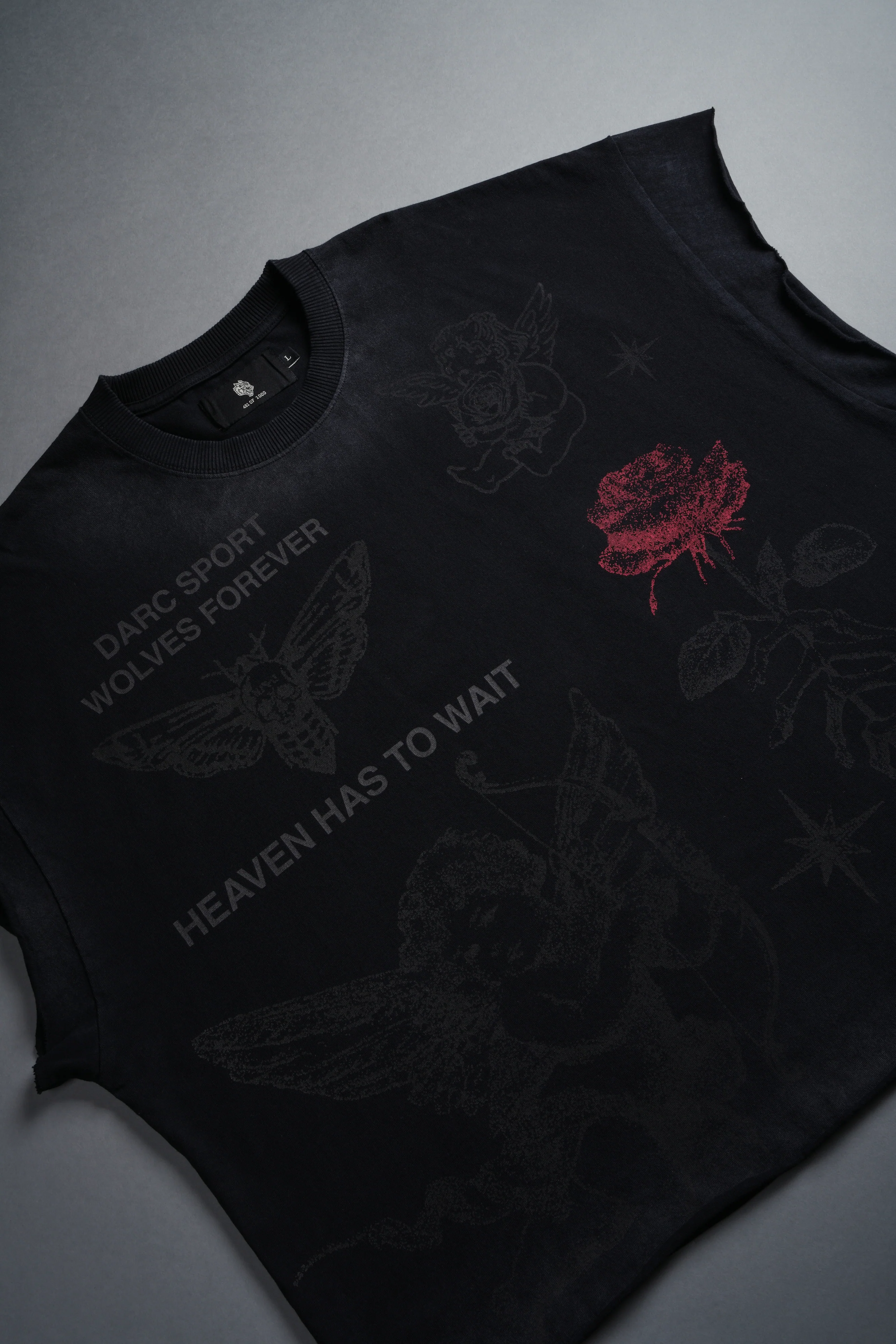 Sacred Flash Grunge Cut-Off Tee in Black Drift Wash - Image 4