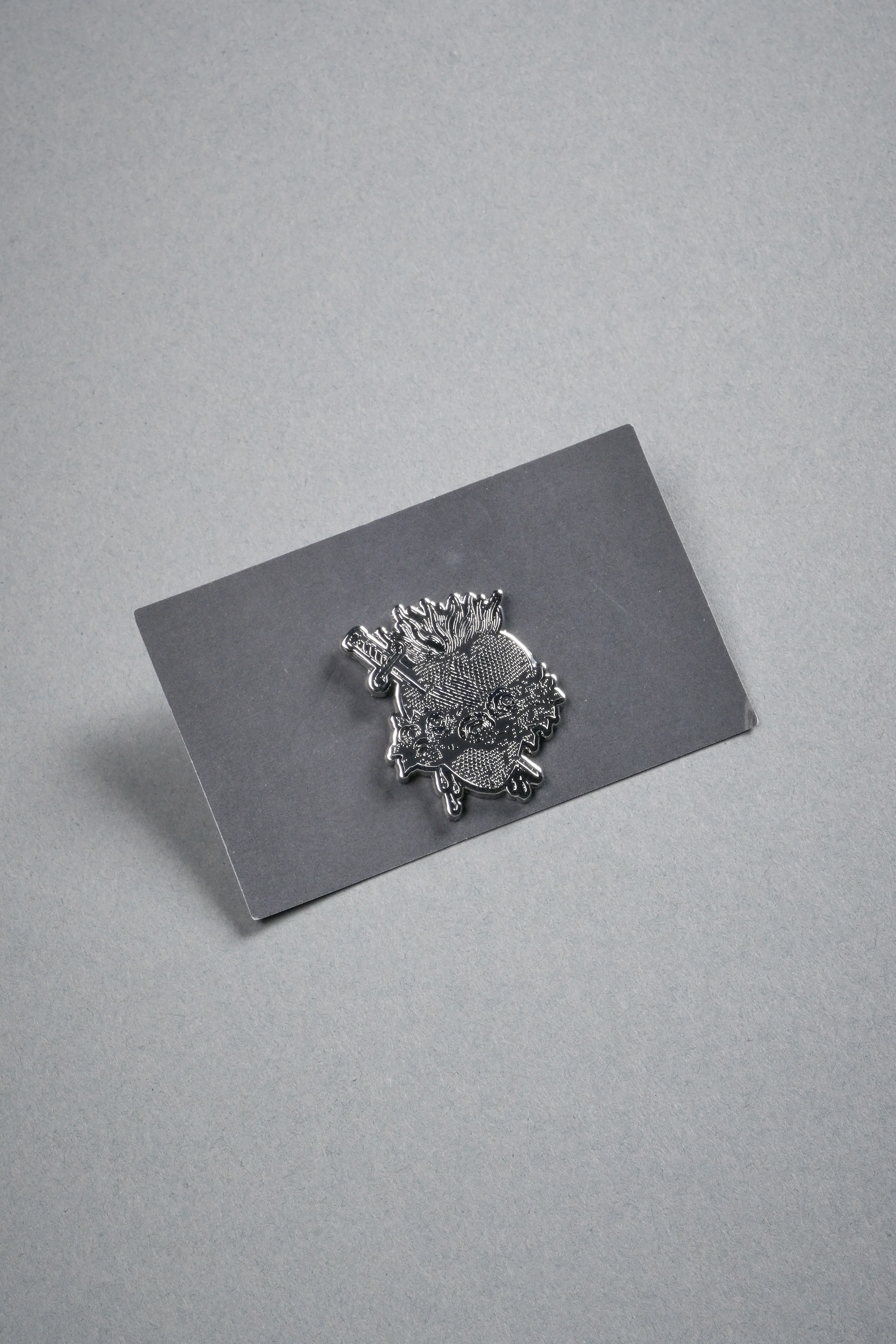 Sacred Heart Enamel Pin in Silver/Black - Image 3