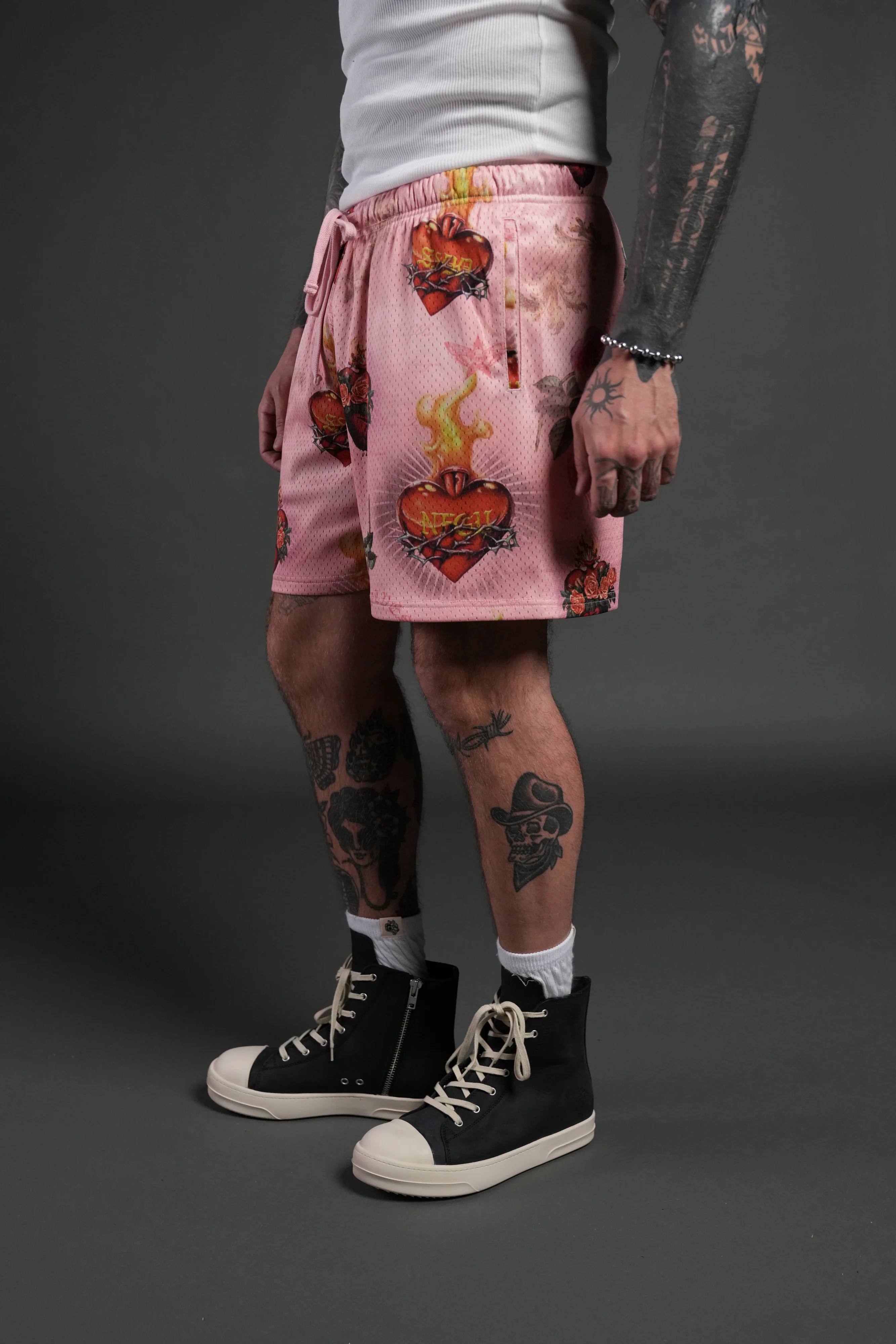 Sacred Path Mesh Shorts in Corazon de Devocion - Image 4