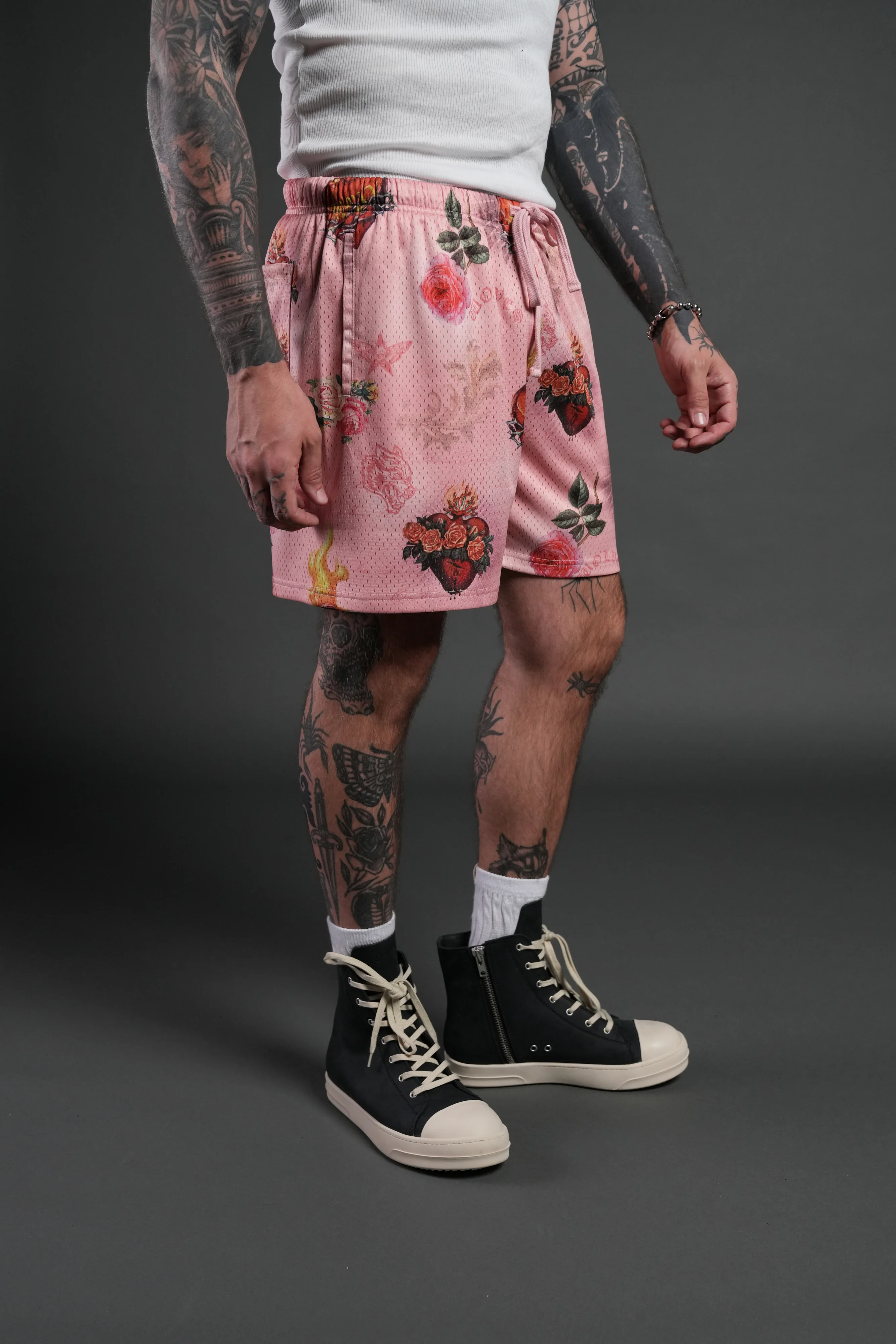 Sacred Path Mesh Shorts in Corazon de Devocion - Image 5