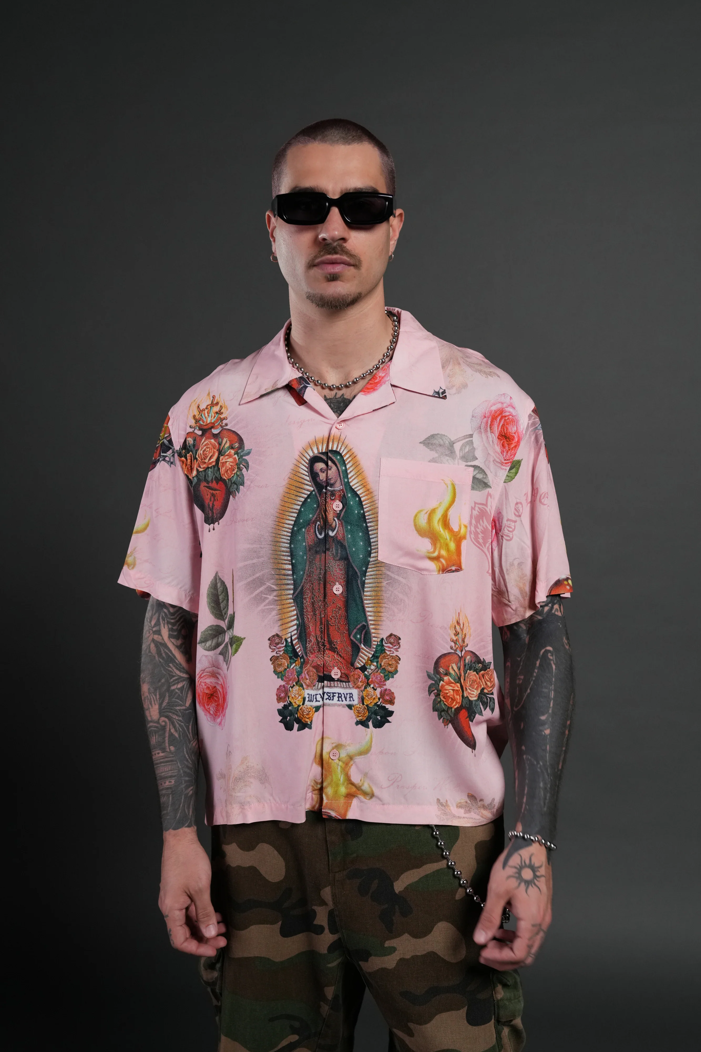Sacred Path Mid-Length Button Up in Corazon de Devocion - Image 5