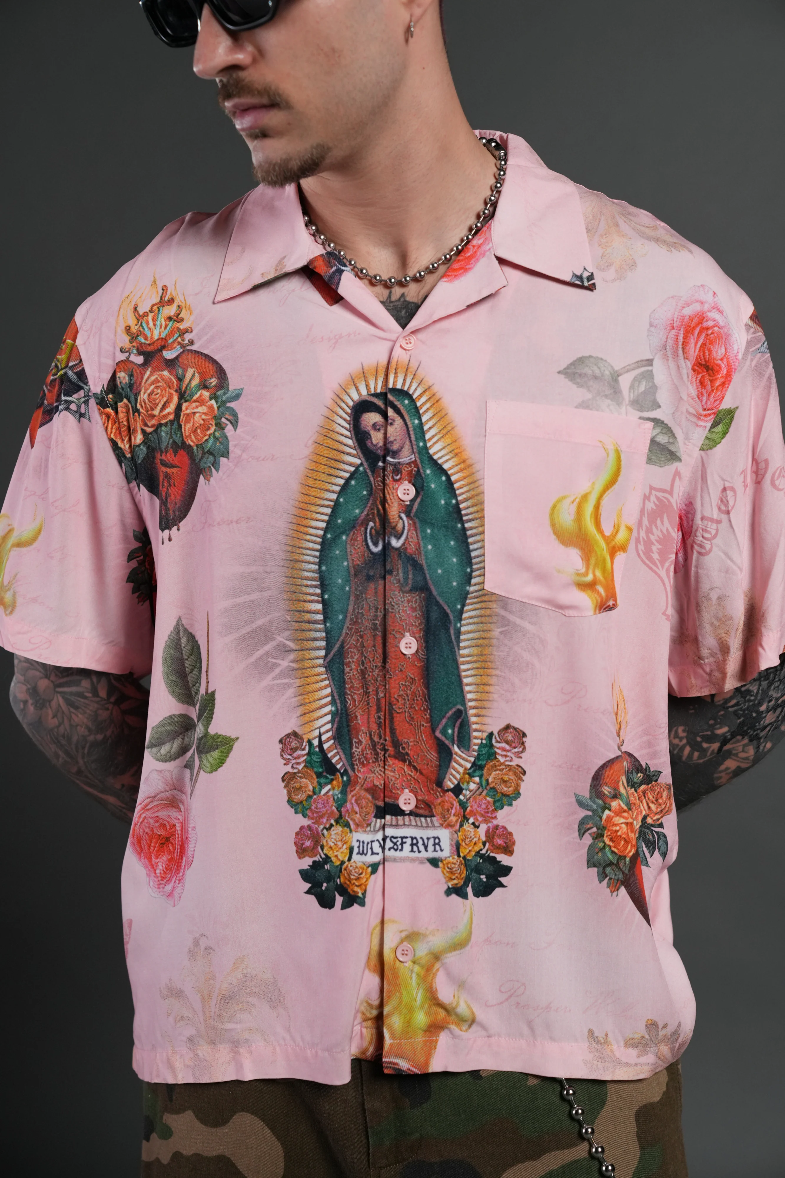 Sacred Path Mid-Length Button Up in Corazon de Devocion - Image 8