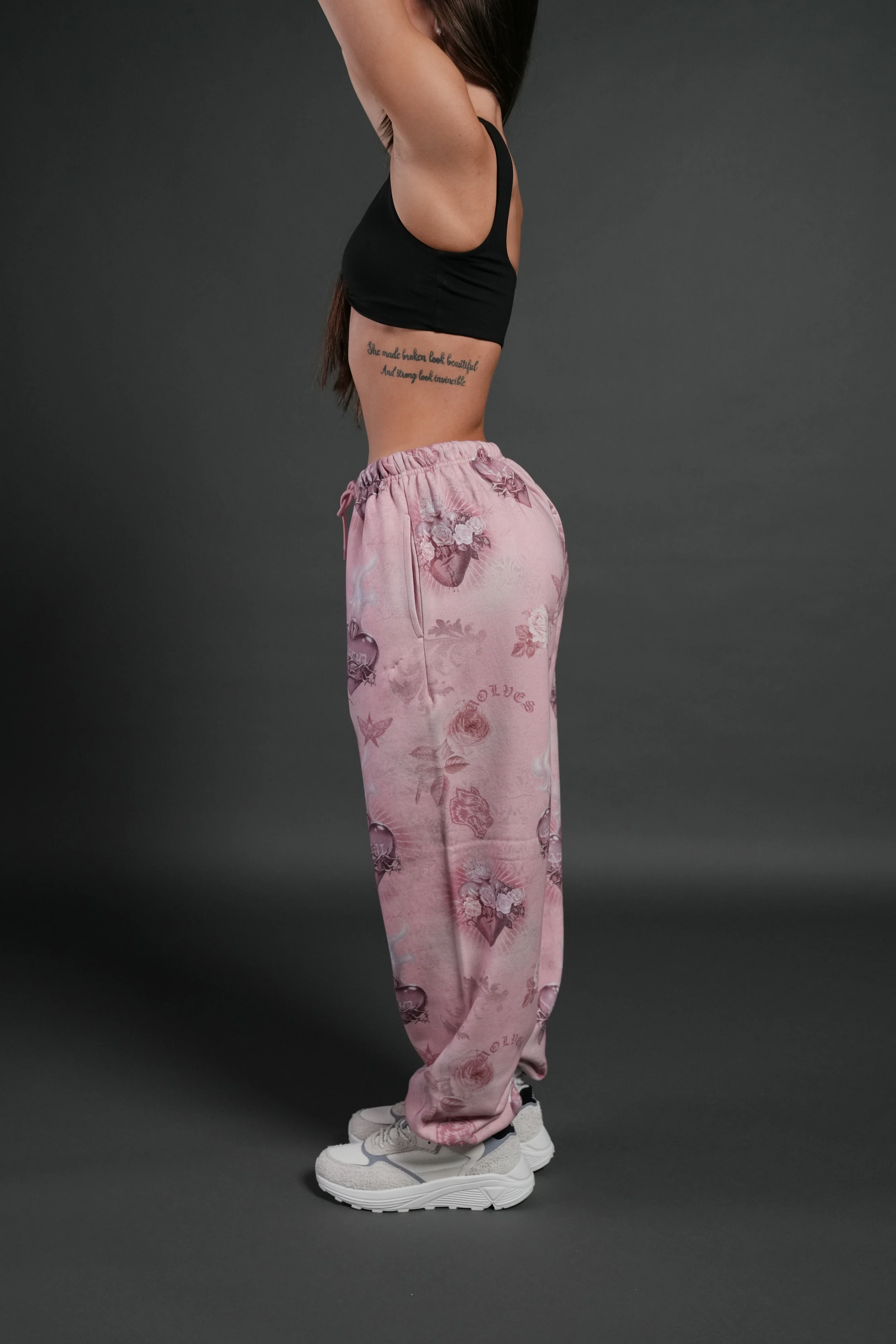 Sacred Path Unisex Lightweight Lounger Sweat Pants in Corazon de Devocion Tonal - Image 4