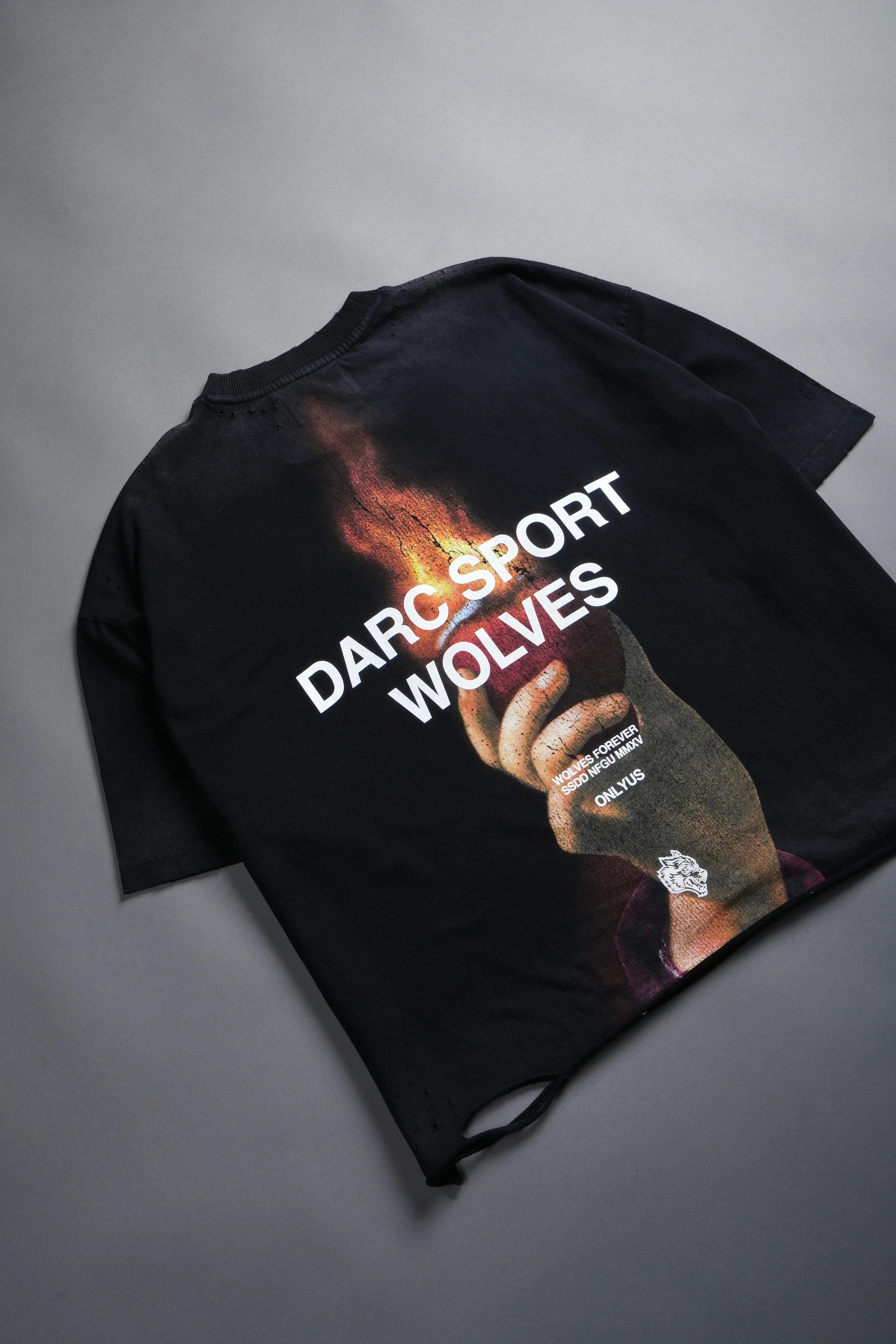 Sangrado Distressed Grunge "Box Cut" Tee in Black Drift Wash - Image 10