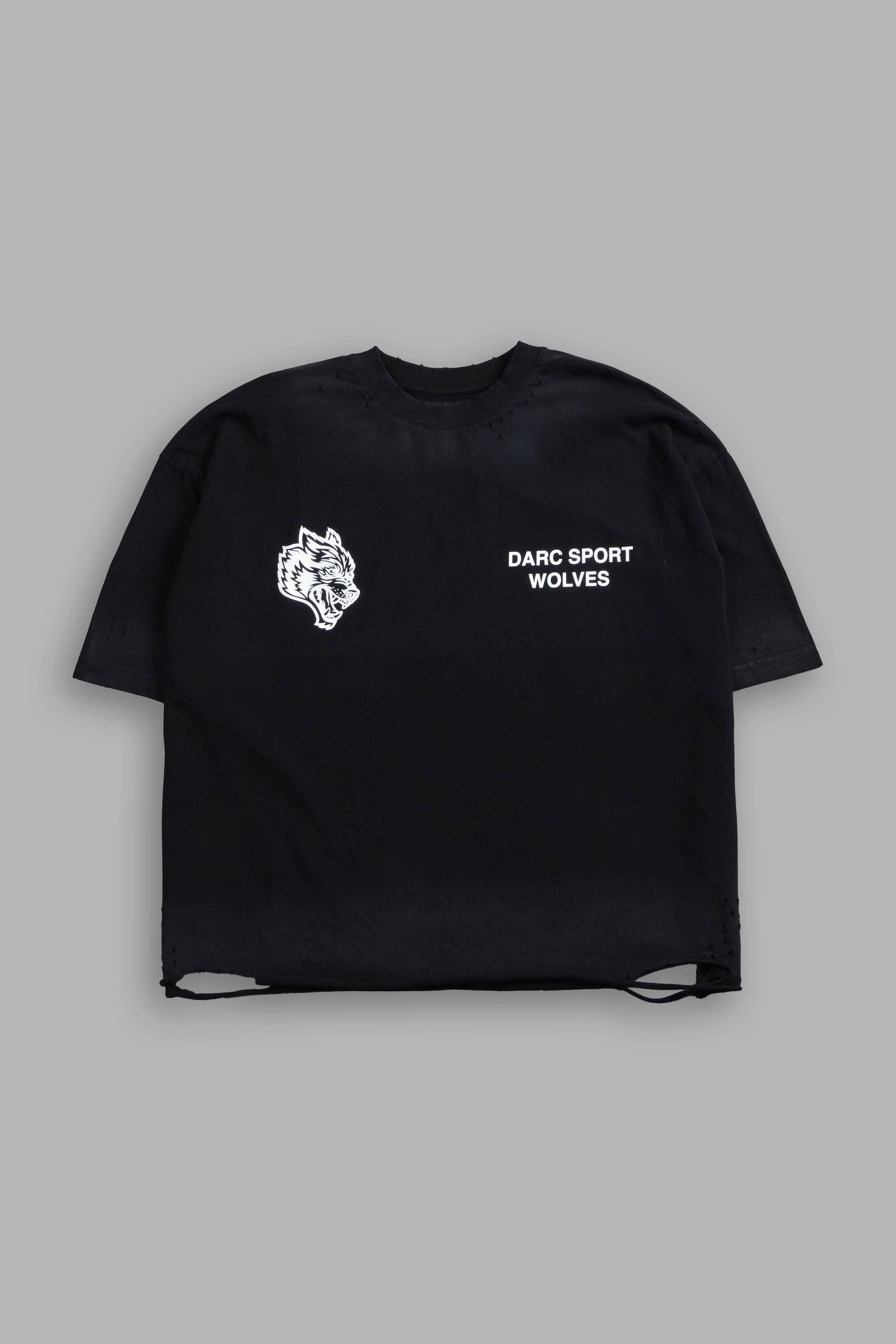 Sangrado Distressed Grunge "Box Cut" Tee in Black Drift Wash - Image 3