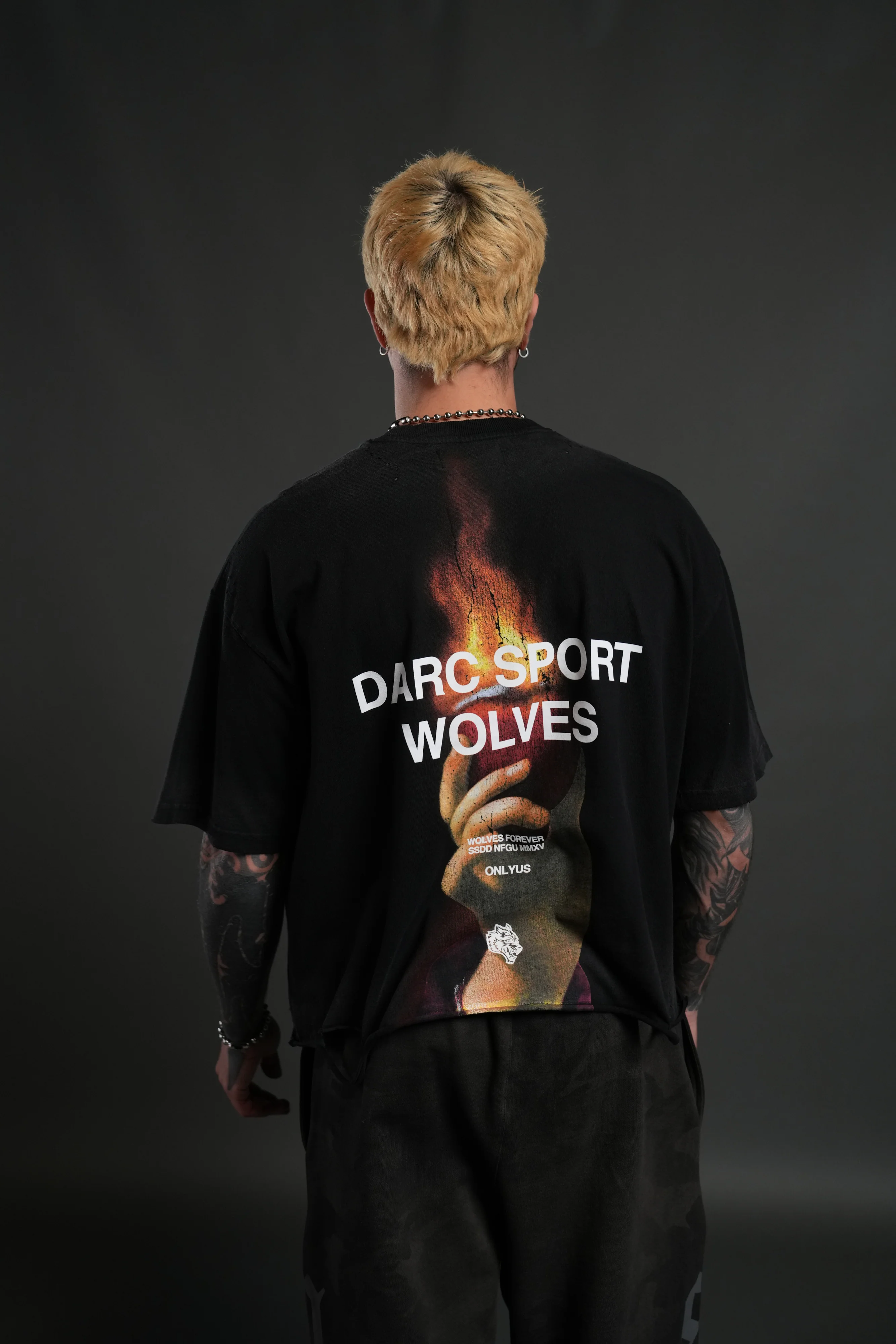 Sangrado Distressed Grunge "Box Cut" Tee in Black Drift Wash - Image 4