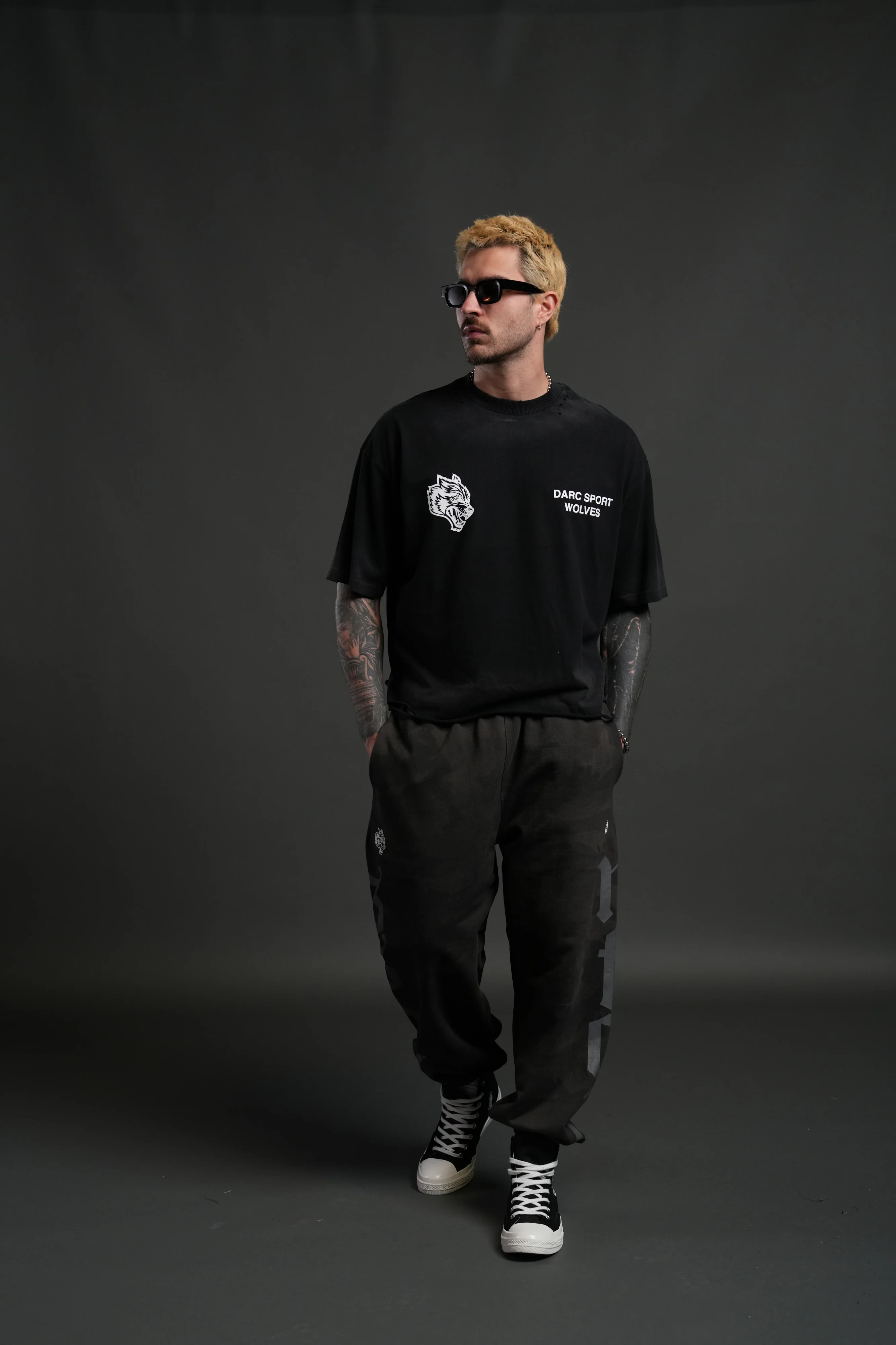 Sangrado Distressed Grunge "Box Cut" Tee in Black Drift Wash - Image 5