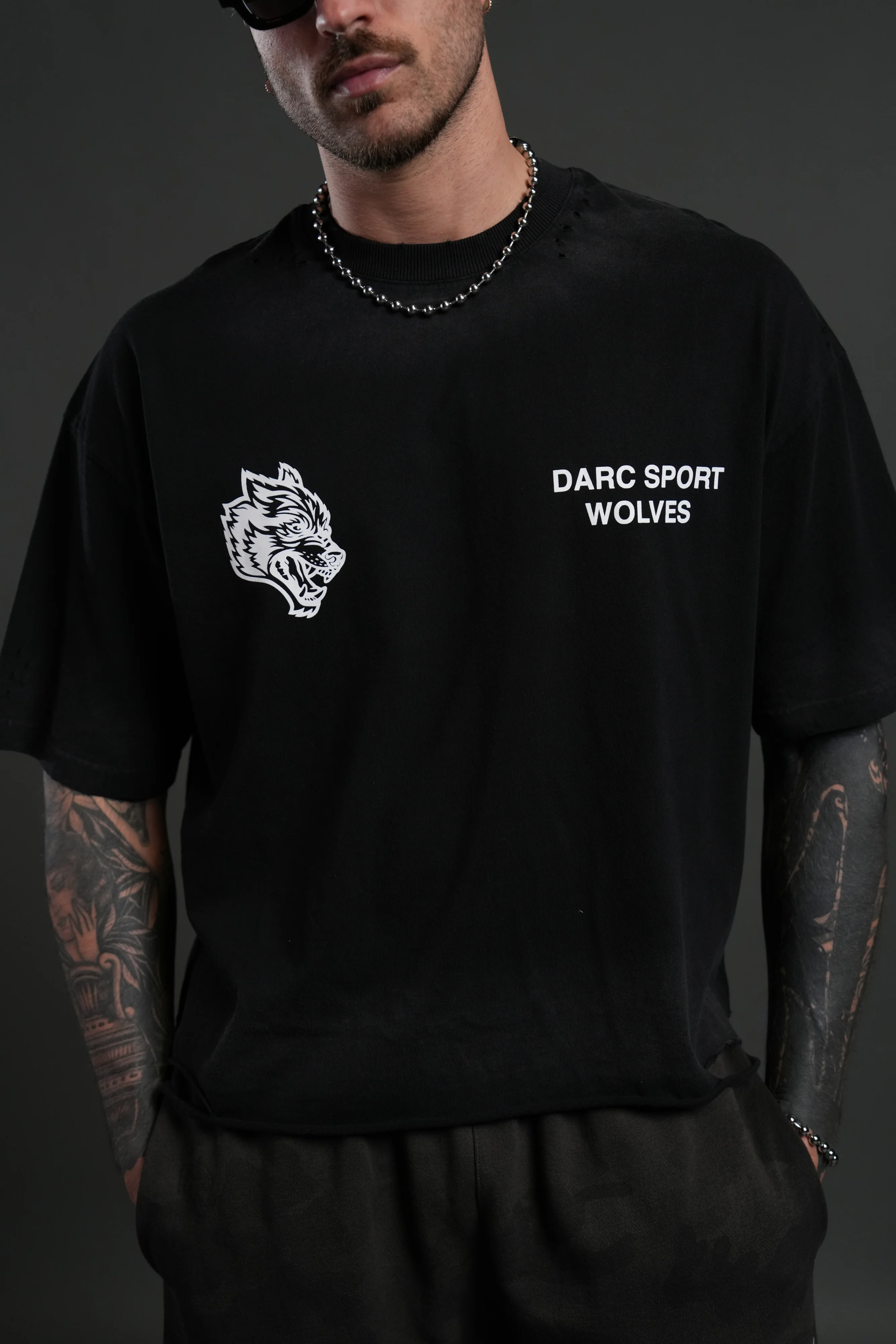 Sangrado Distressed Grunge "Box Cut" Tee in Black Drift Wash - Image 7