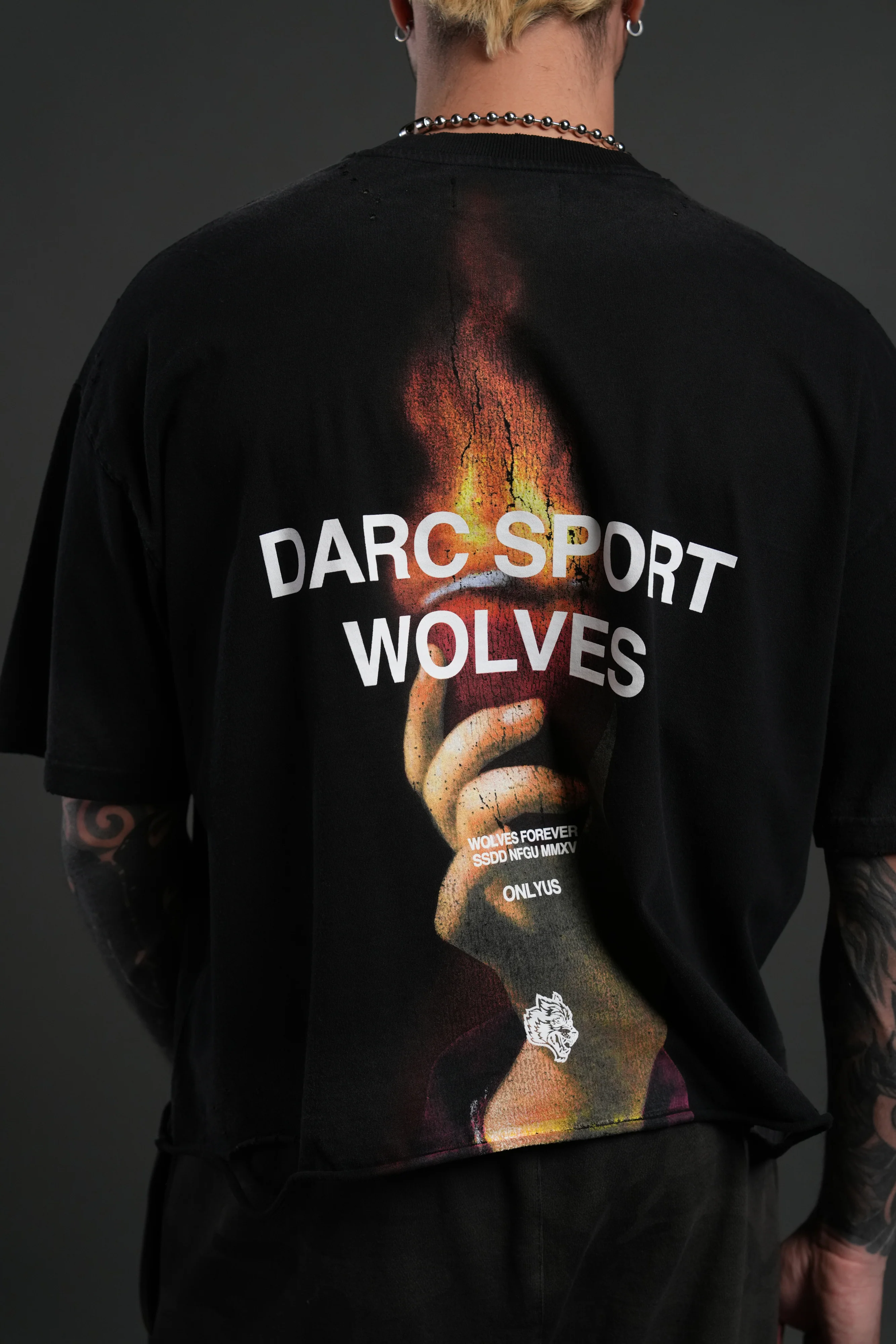 Sangrado Distressed Grunge "Box Cut" Tee in Black Drift Wash - Image 8