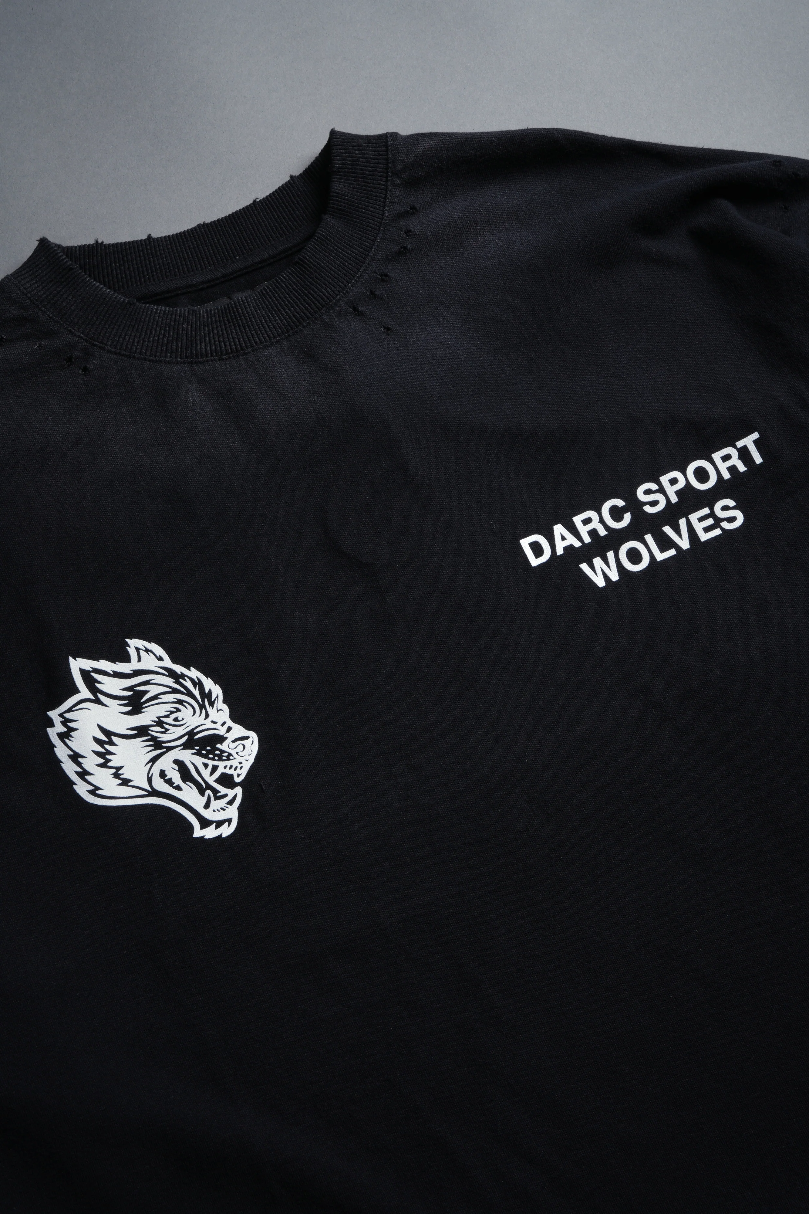 Sangrado Distressed Grunge "Box Cut" Tee in Black Drift Wash - Image 9