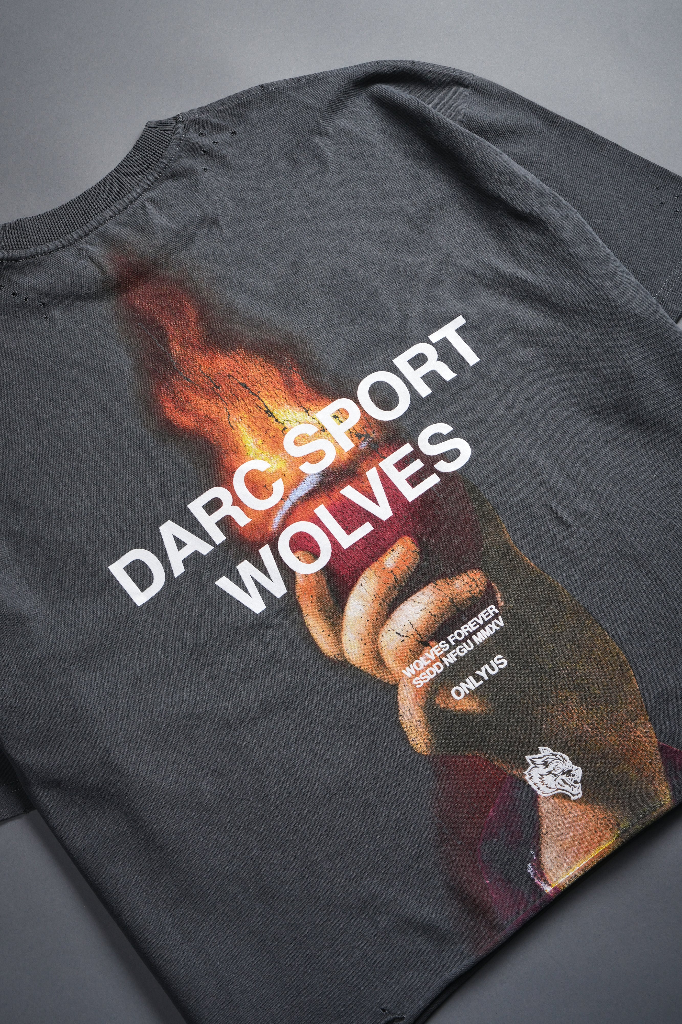 Sangrado Distressed Grunge "Box Cut" Tee in Slate Gray - Image 11