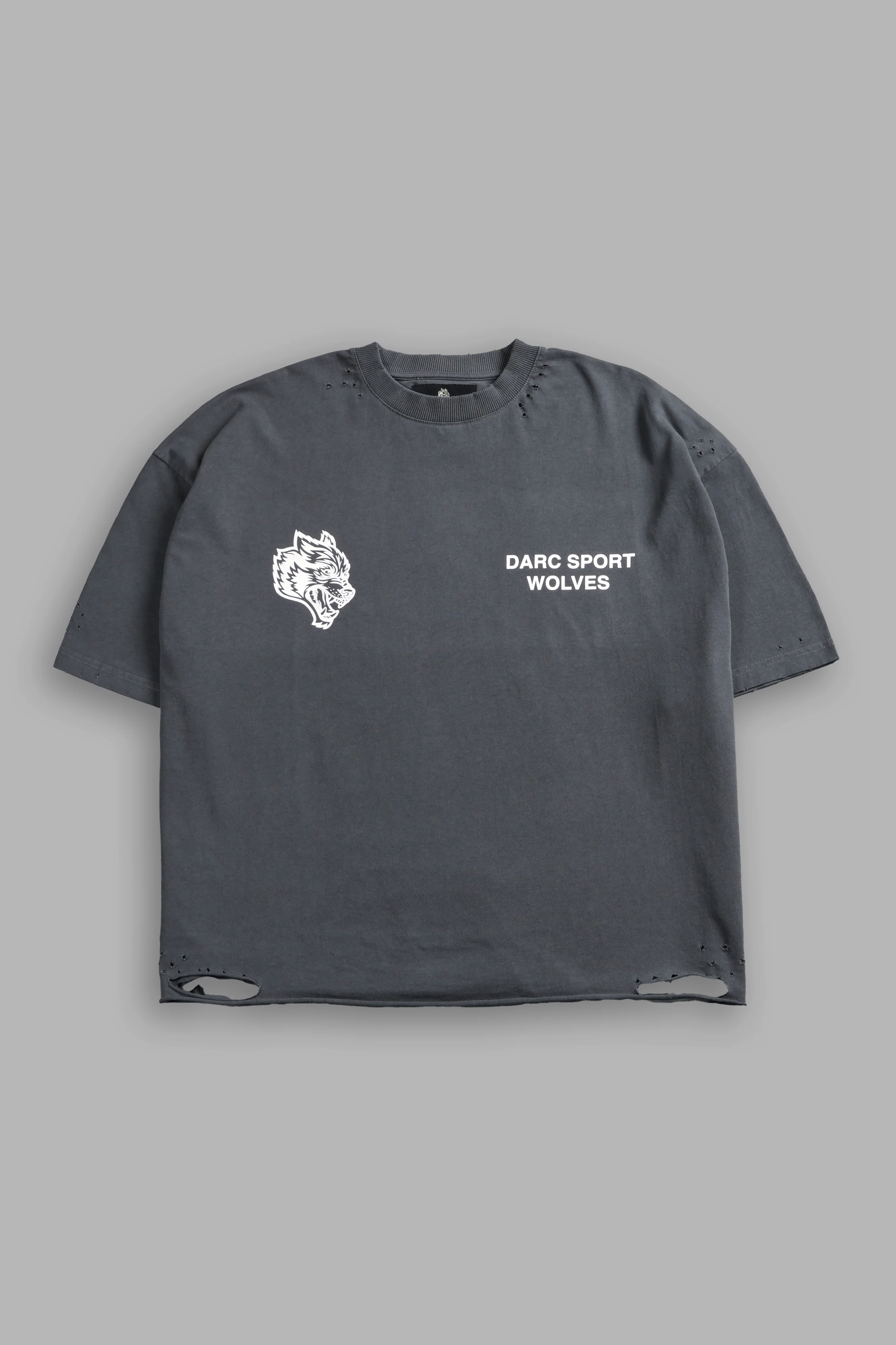 Sangrado Distressed Grunge "Box Cut" Tee in Slate Gray - Image 3