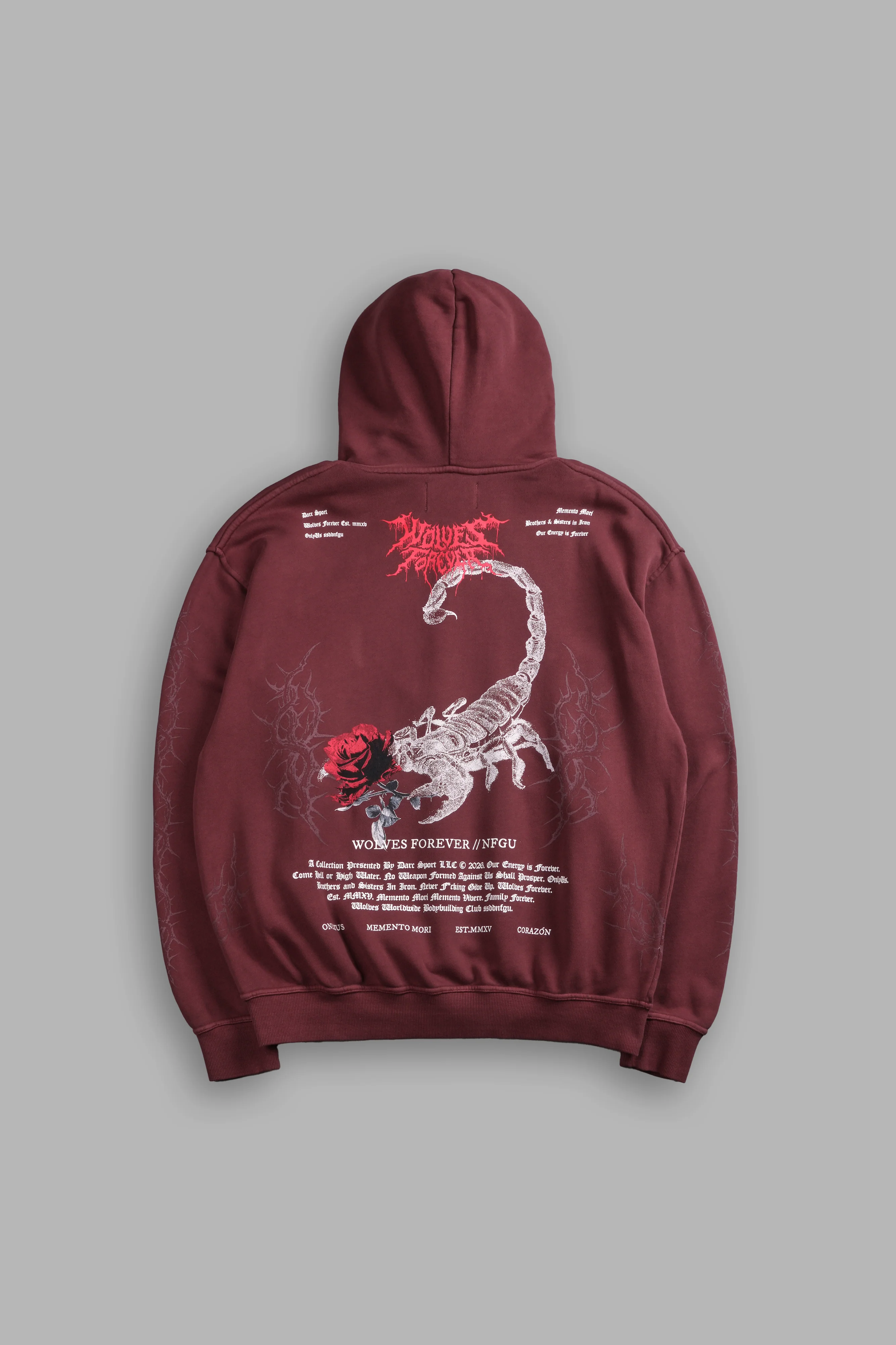 Scorpion Thorns "Pierce" Hoodie in Oxblood - Image 3