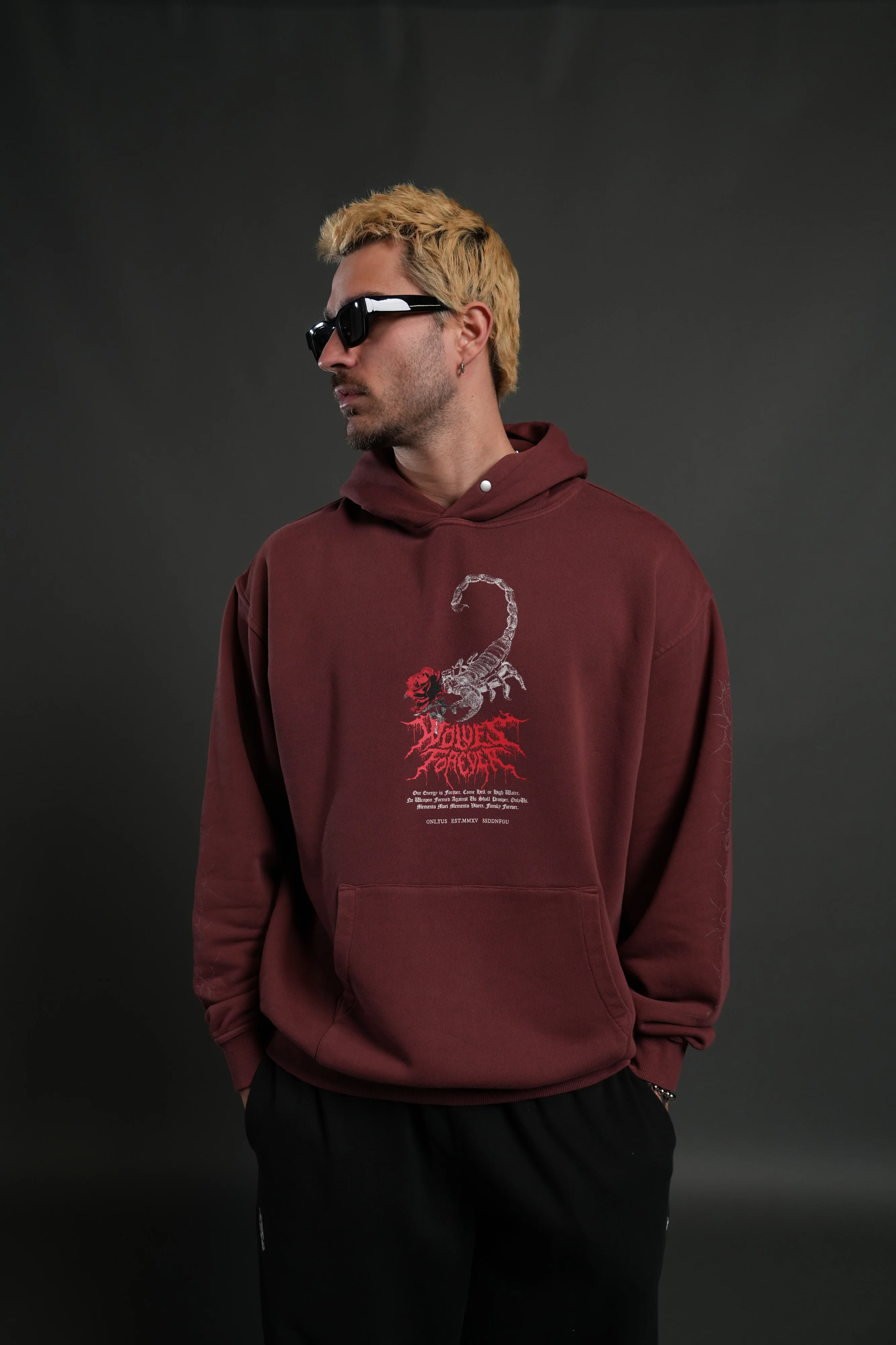 Scorpion Thorns "Pierce" Hoodie in Oxblood - Image 4