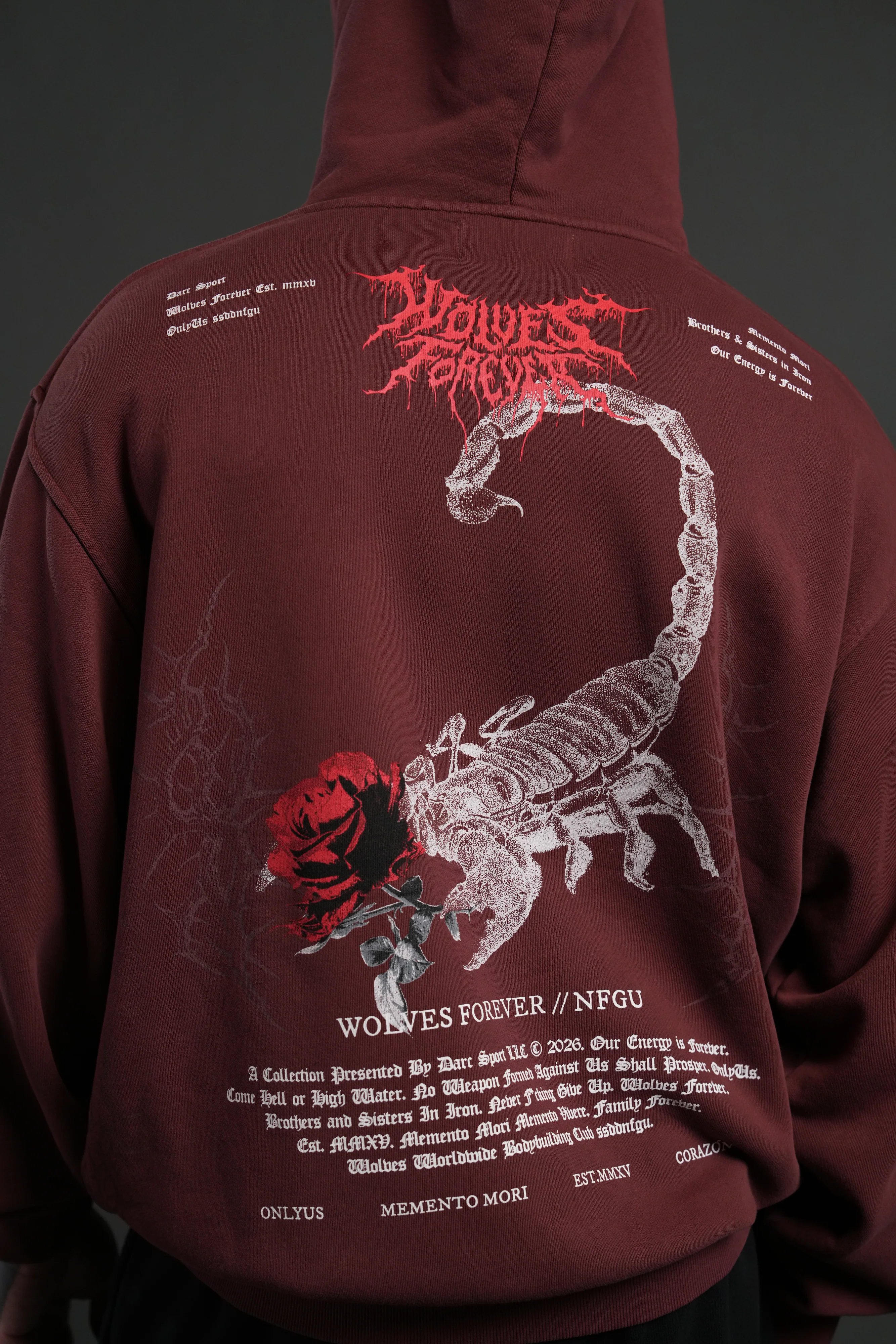Scorpion Thorns "Pierce" Hoodie in Oxblood - Image 5