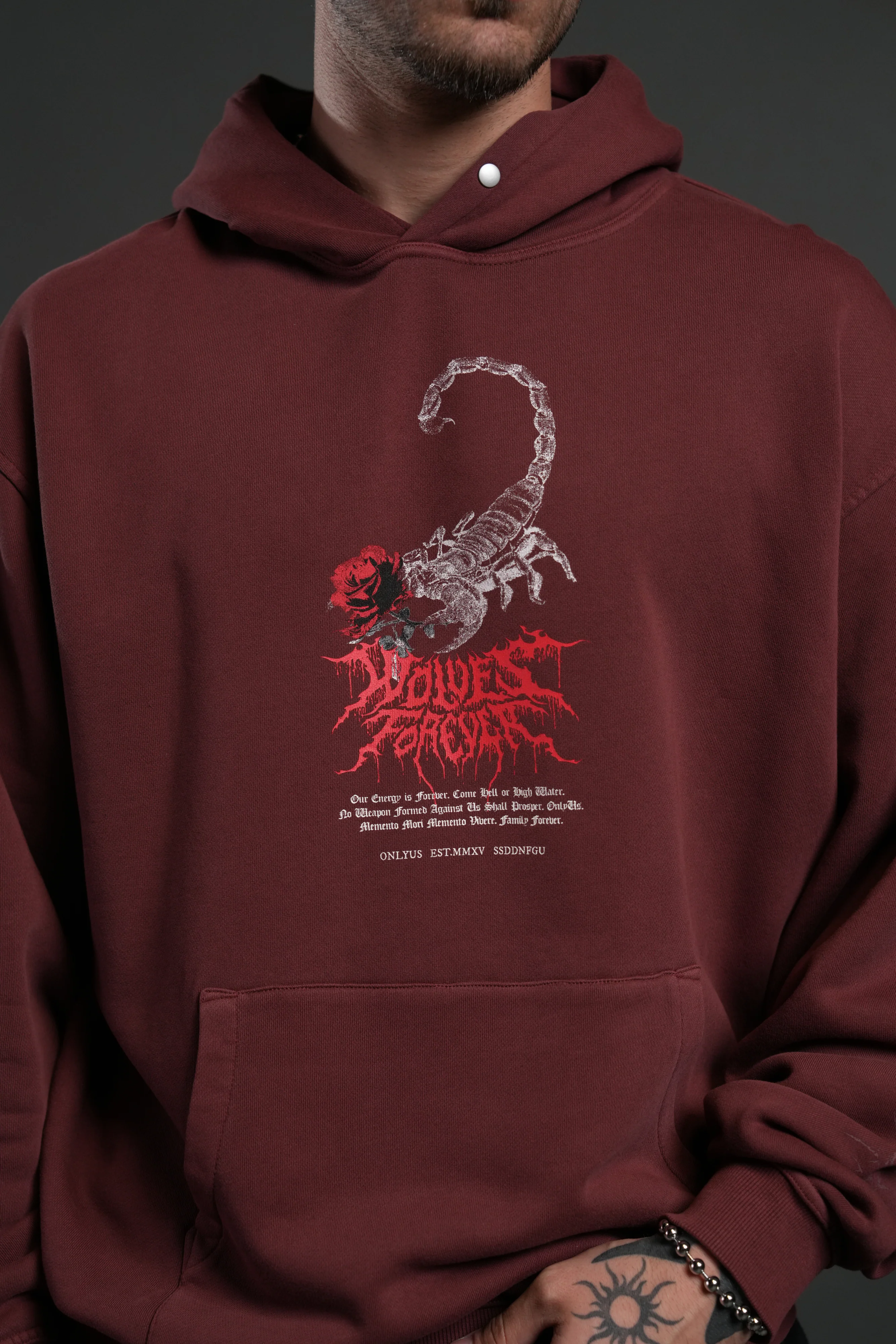 Scorpion Thorns "Pierce" Hoodie in Oxblood - Image 6