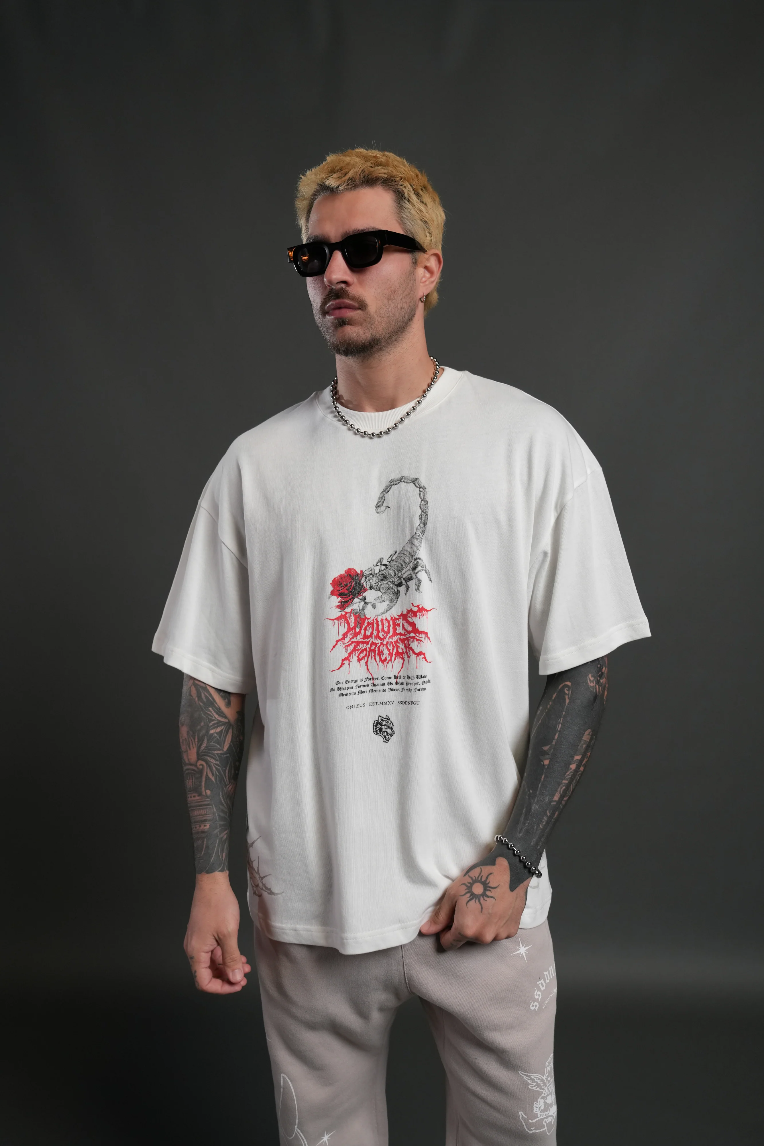 Scorpion Thorns "Premium" Oversized Tee in Cream - Image 2