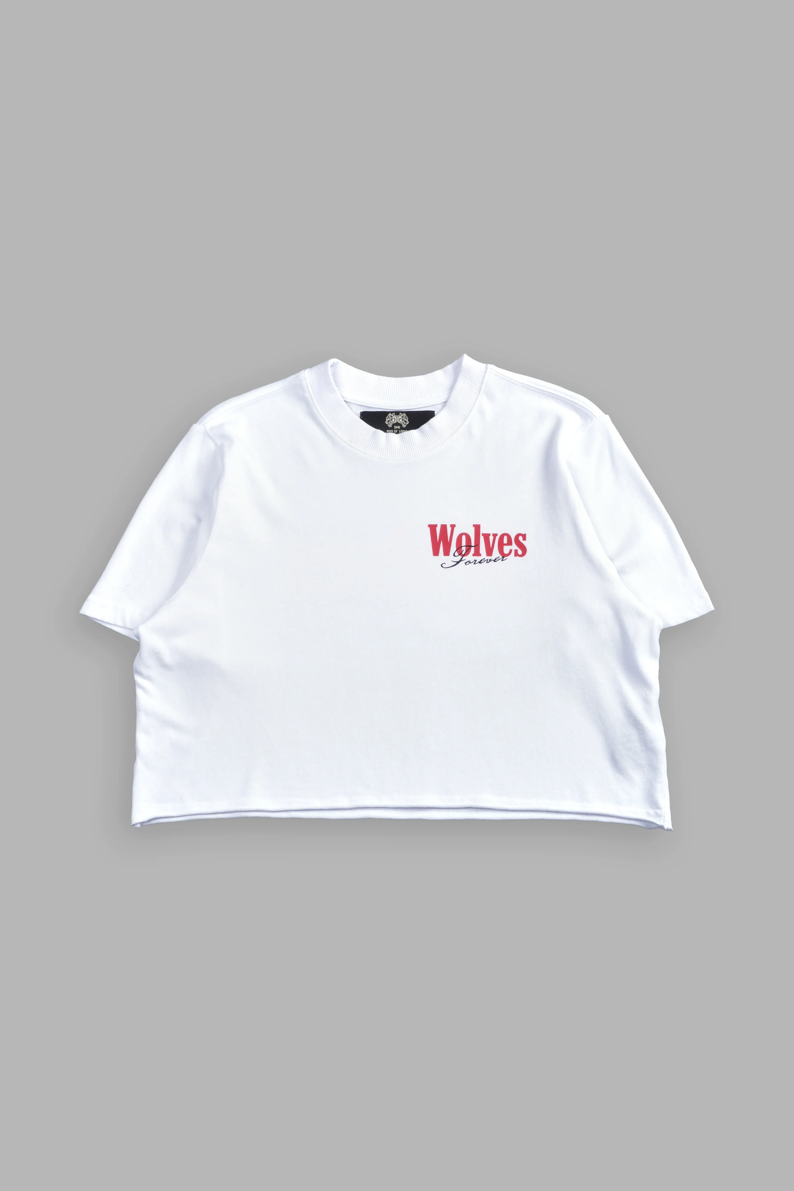 She Wlvs "Premium" (Cropped) Tee in White - Image 3