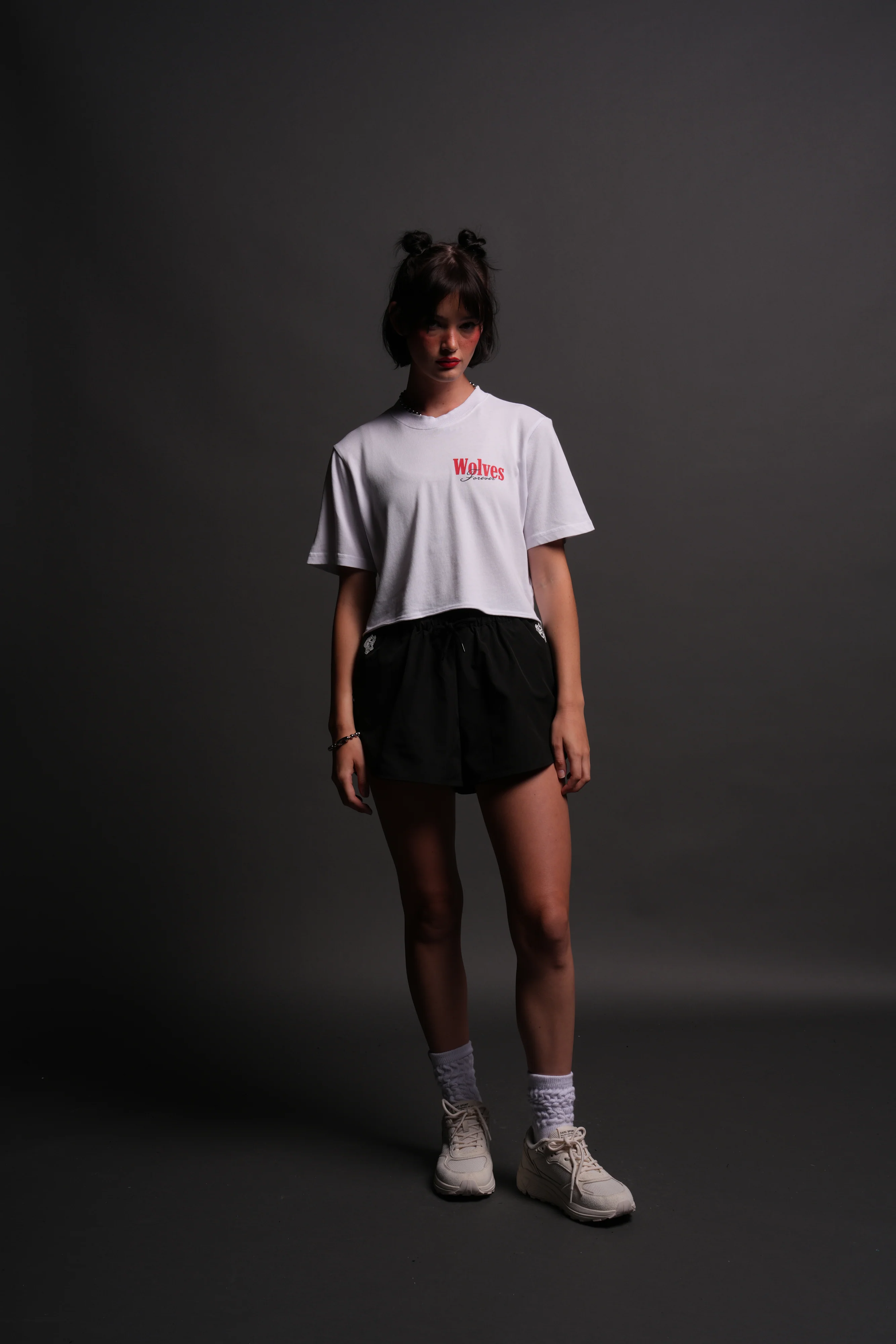 She Wlvs "Premium" (Cropped) Tee in White - Image 5