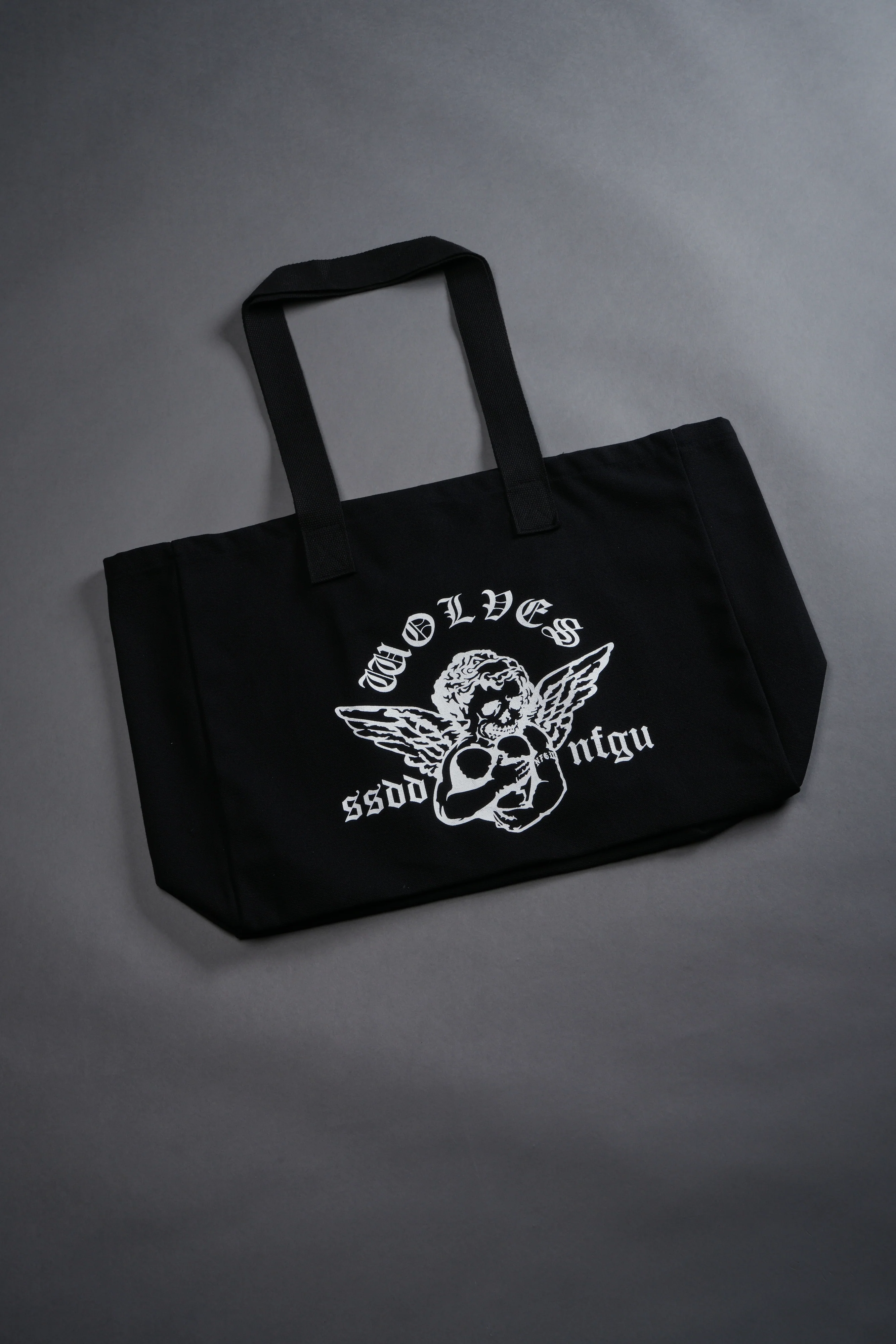 Shielded Heart Canvas Tote Bag in Black - Image 3
