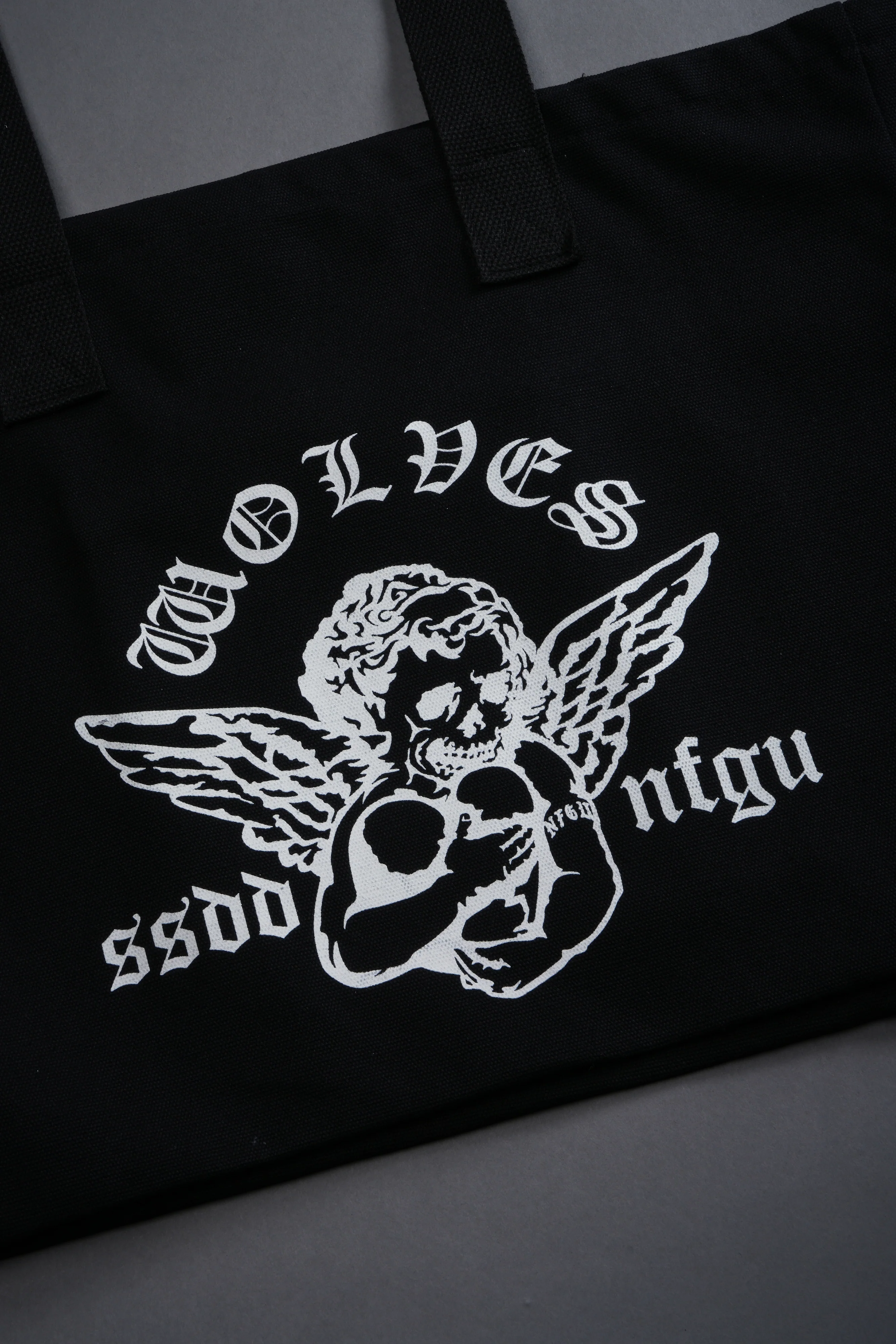 Shielded Heart Canvas Tote Bag in Black - Image 4