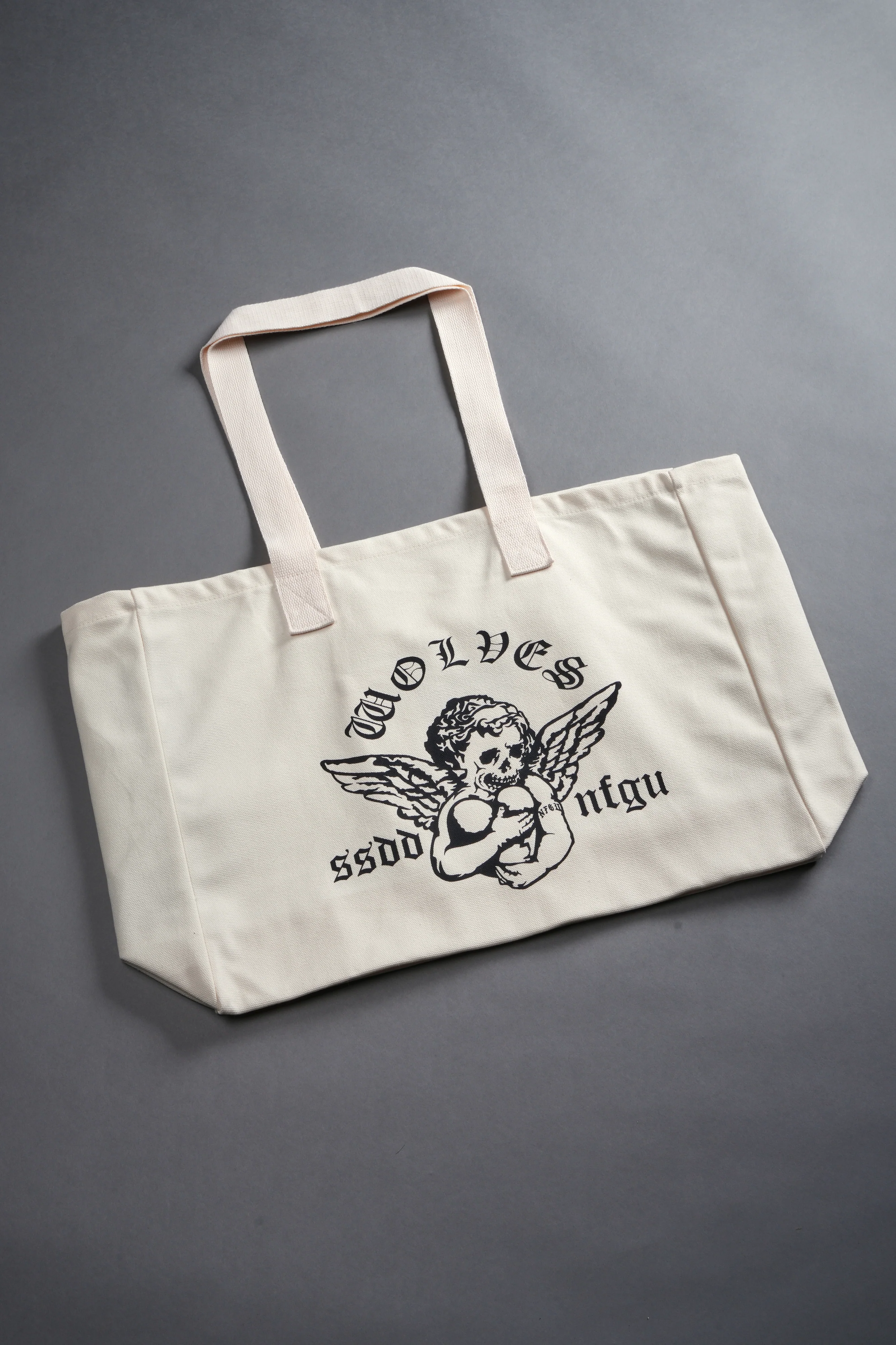 Shielded Heart Canvas Tote Bag in Cream - Image 3