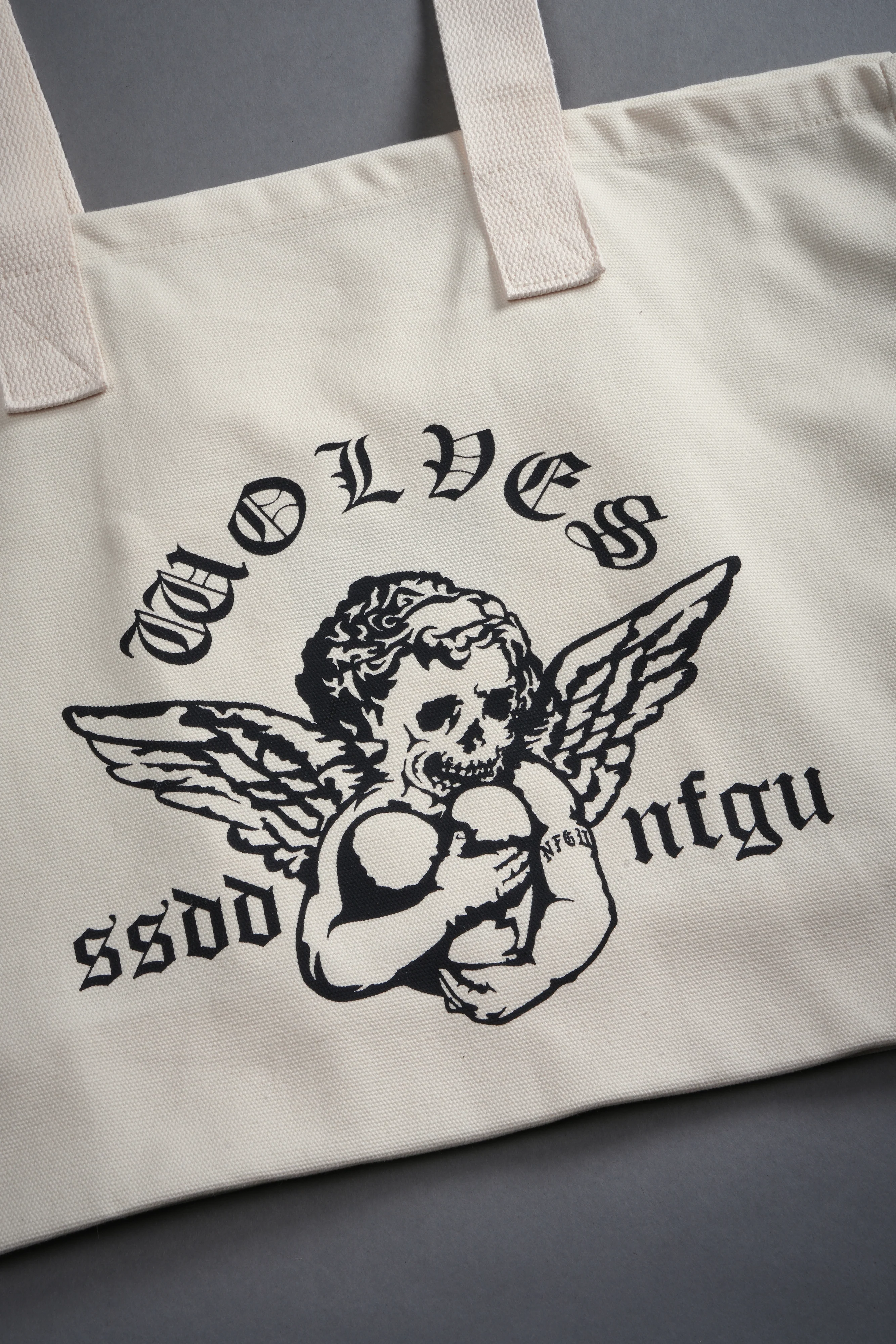 Shielded Heart Canvas Tote Bag in Cream - Image 4