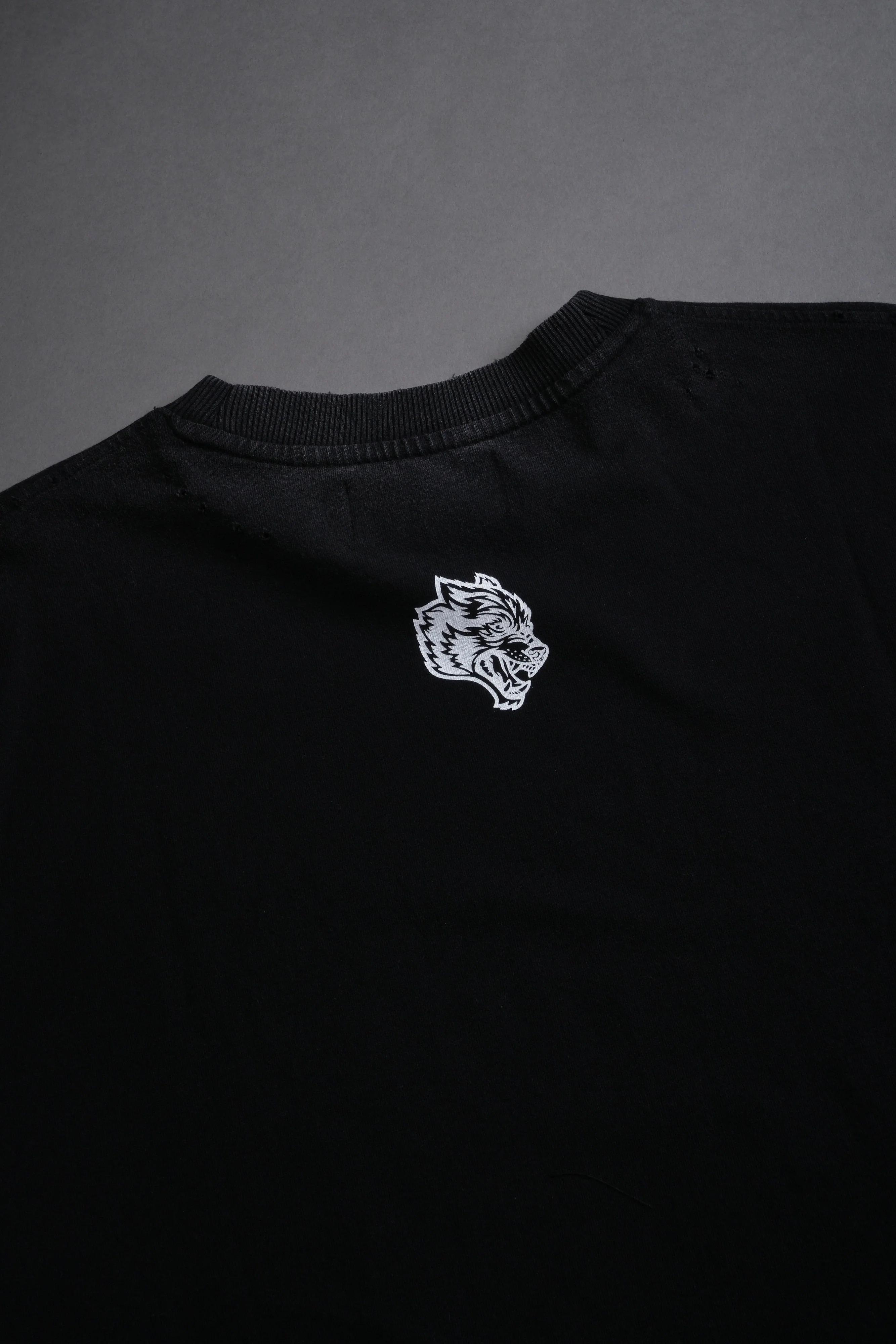 Shielded Heart Distressed Grunge "Box Cut" Tee V2 in Black - Image 6