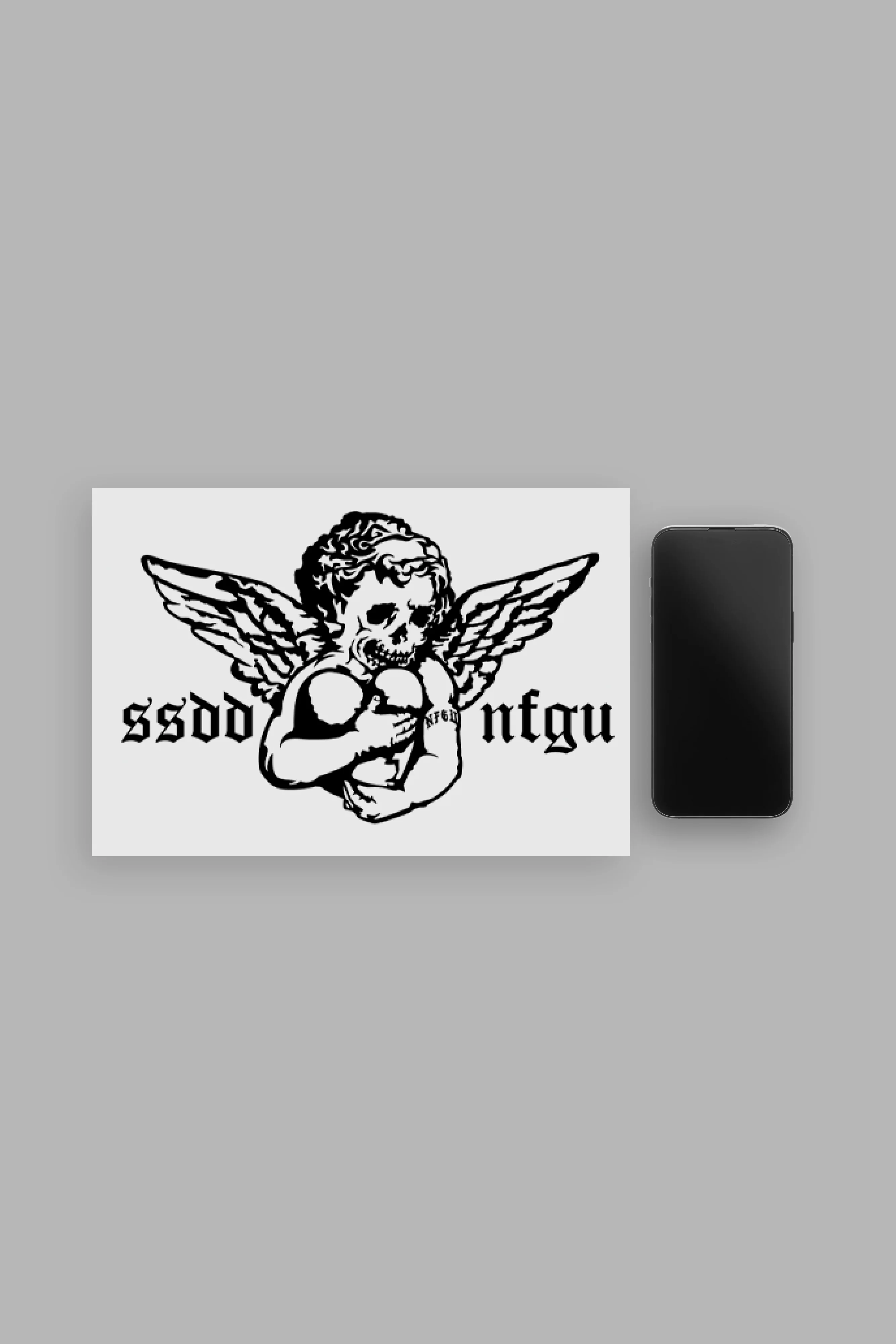 Shielded Heart Large Sticker in Black - Image 2
