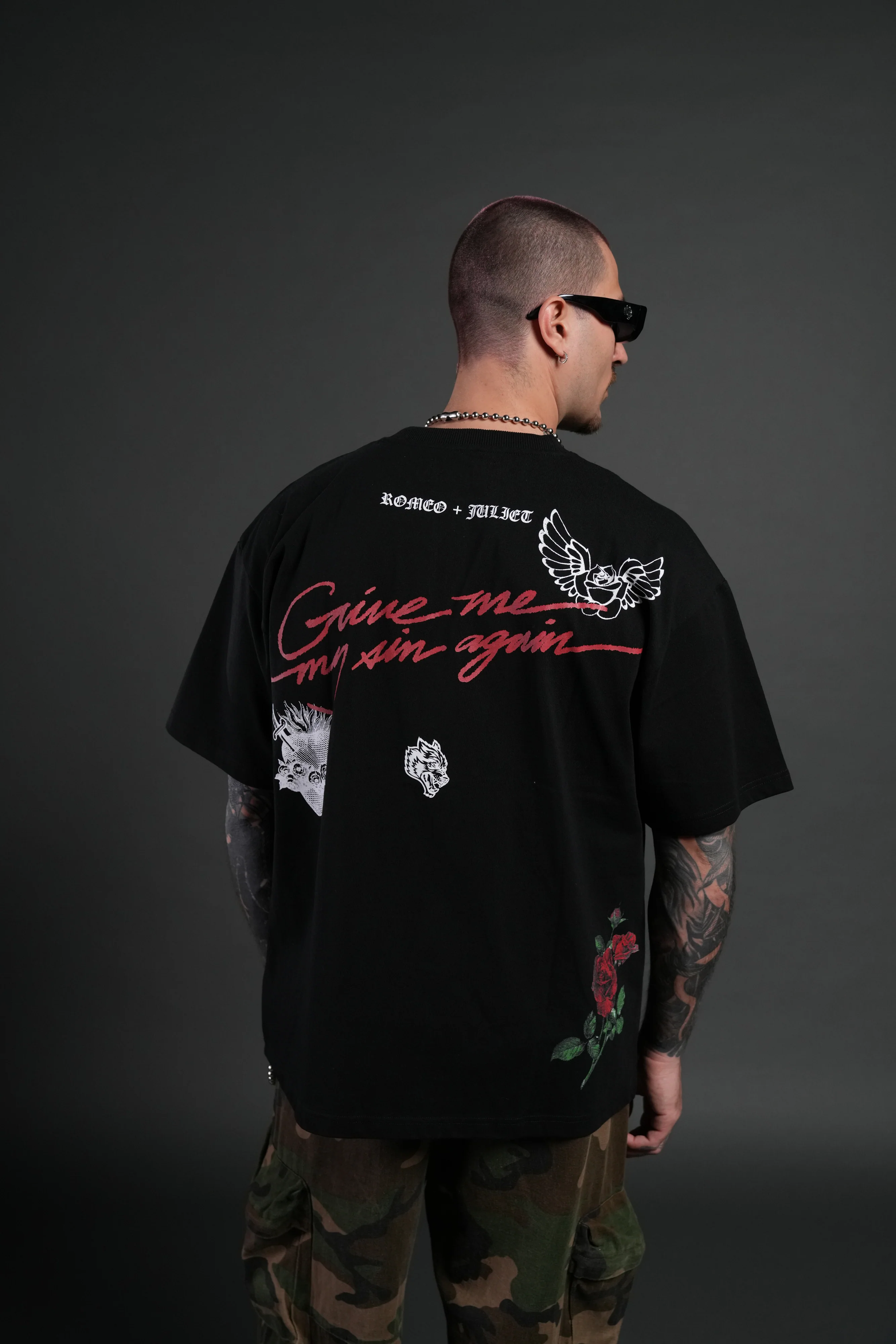 Sin Again Unisex Grunge Tee in Black - Image 4