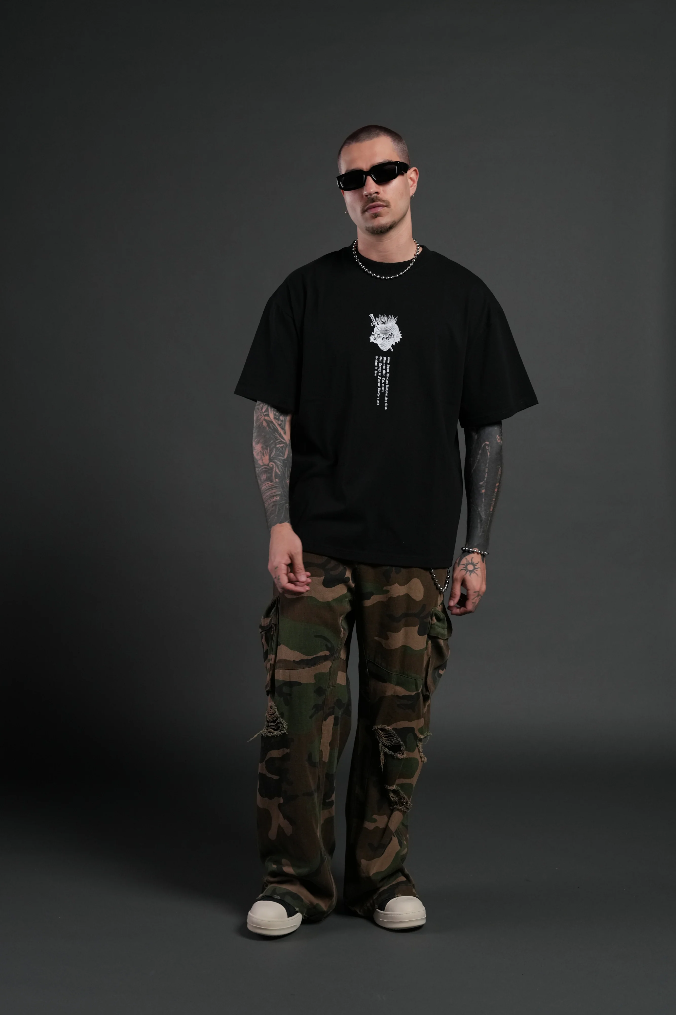 Sin Again Unisex Grunge Tee in Black - Image 5