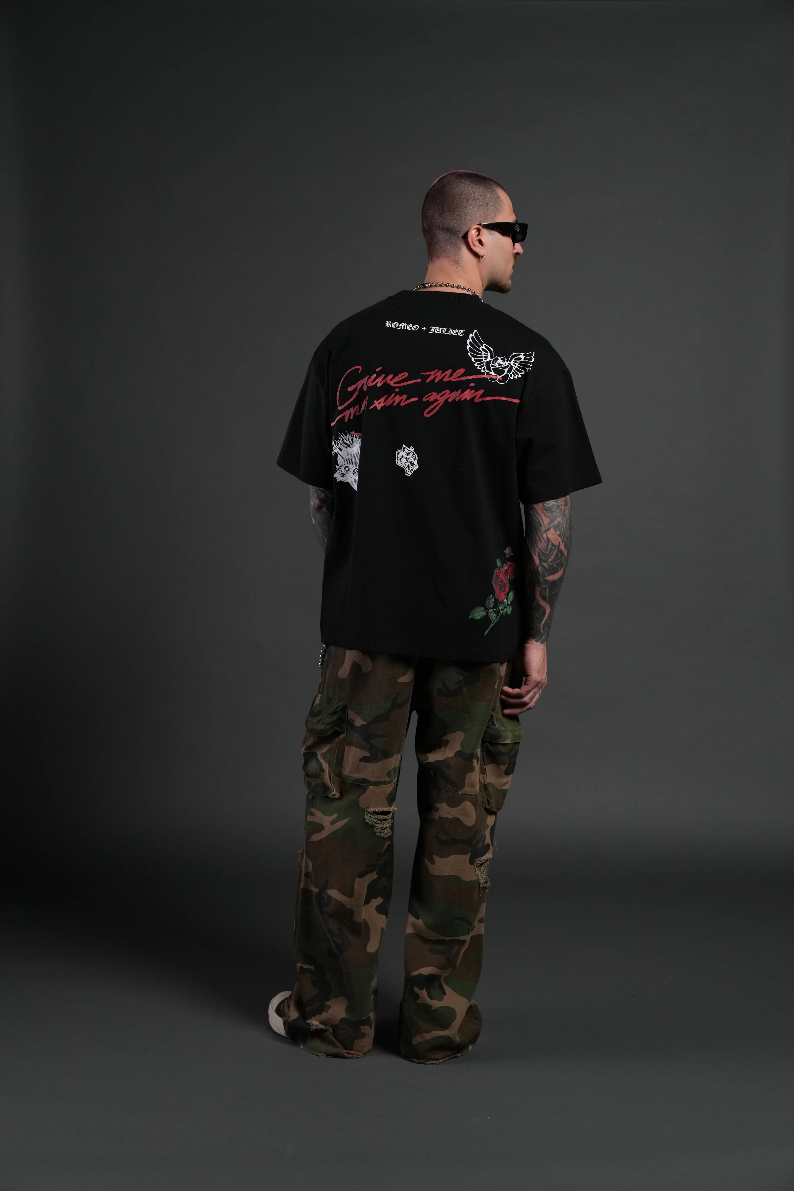 Sin Again Unisex Grunge Tee in Black - Image 6