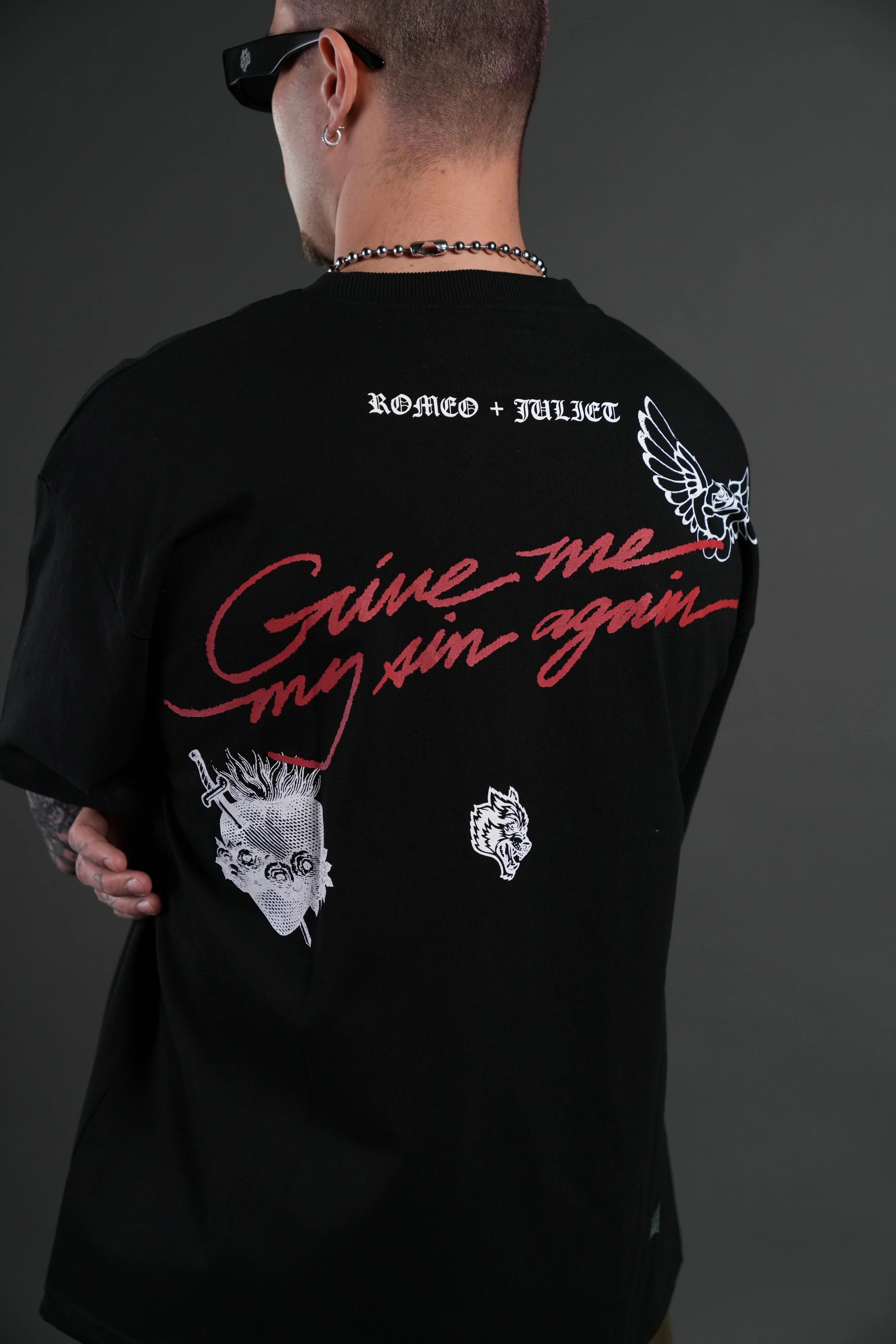 Sin Again Unisex Grunge Tee in Black - Image 8