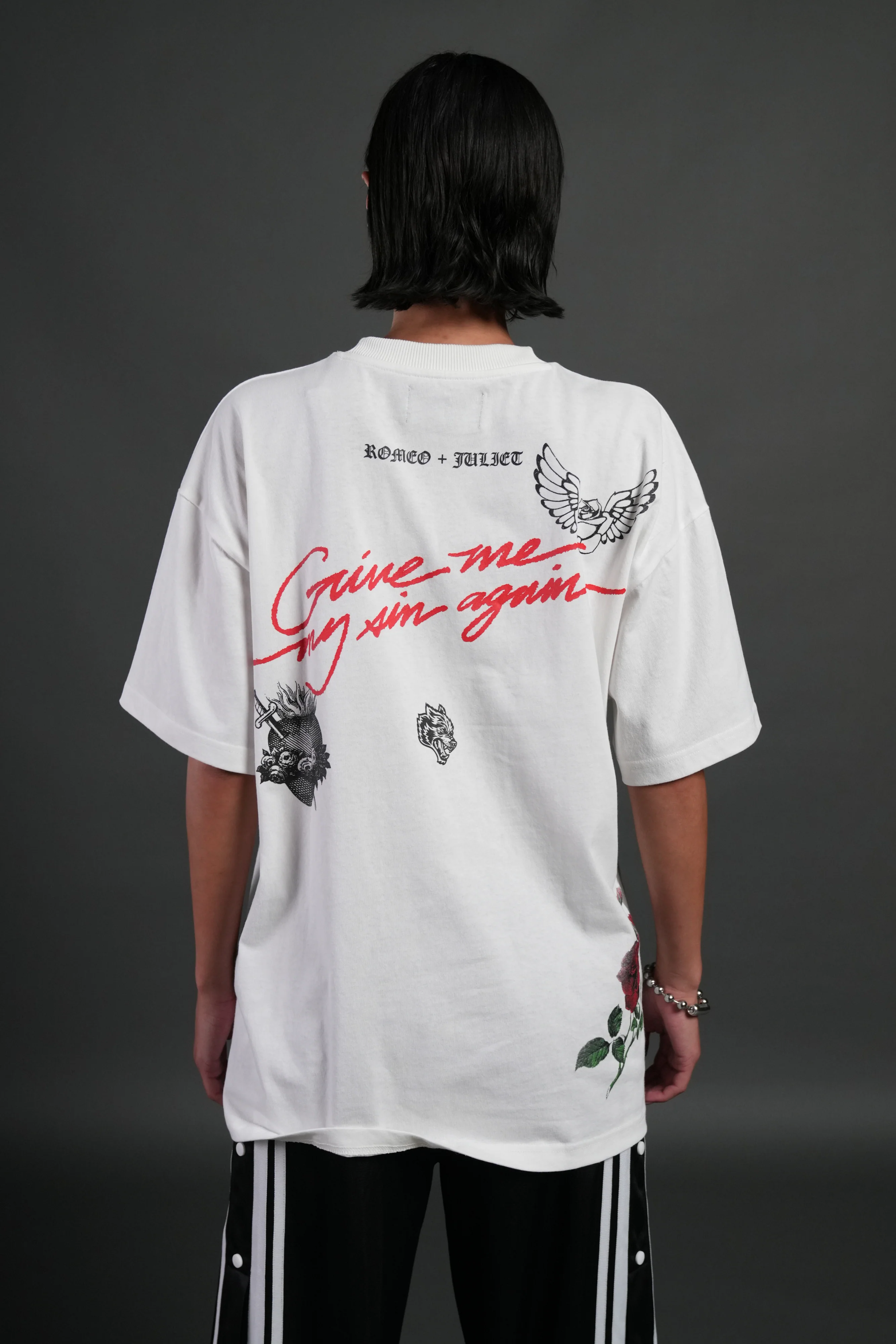 Sin Again Unisex Grunge Tee in Cream - Image 4